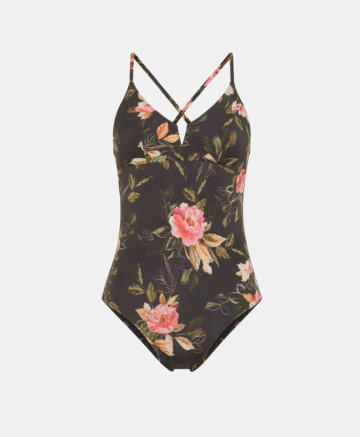 CORAL SPRING SWIMSUIT IN PRINTED LYCRA - BLACK/PINK - Beachwear - Momonì