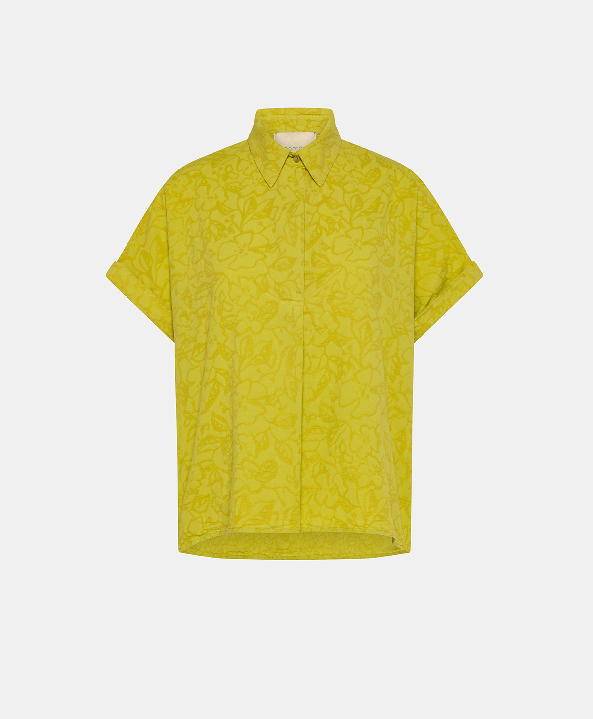 CAROLINA BLOUSE IN TEXTURED POPLIN - LIME GREEN - Clothing - Momonì