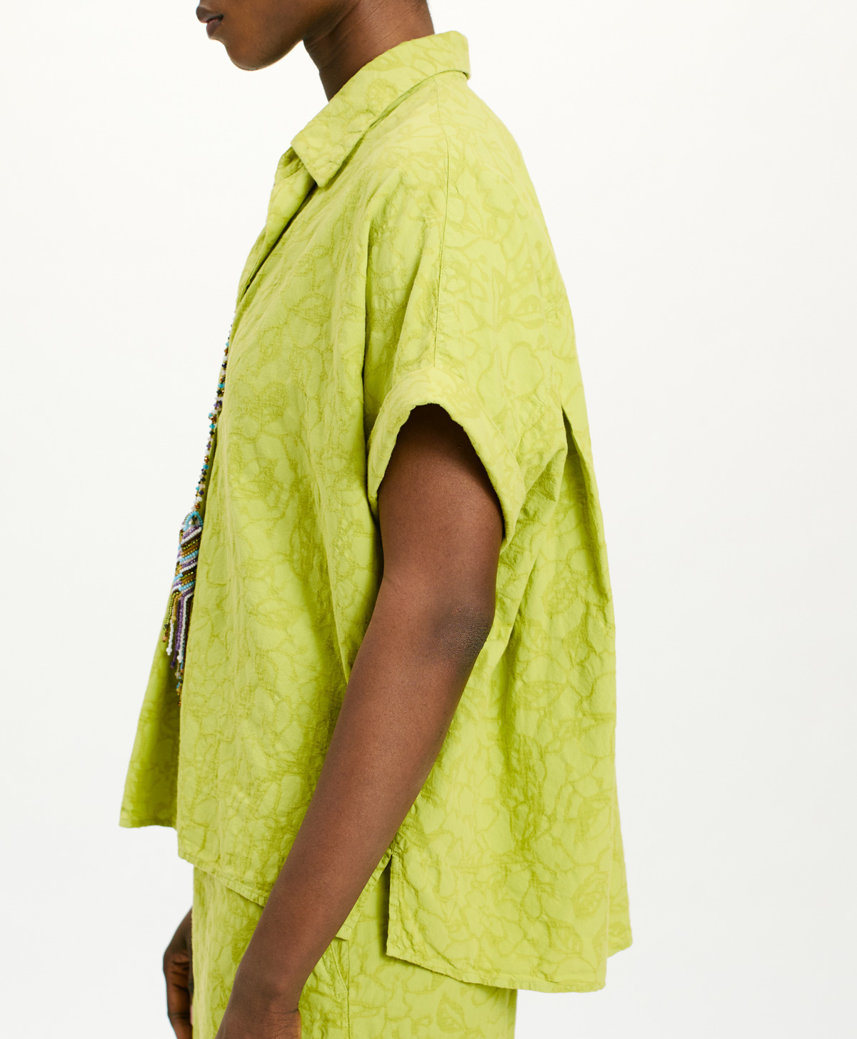 BLOUSE CAROLINA EN POPELINE FAÇONNÉE - LIME - Momonì