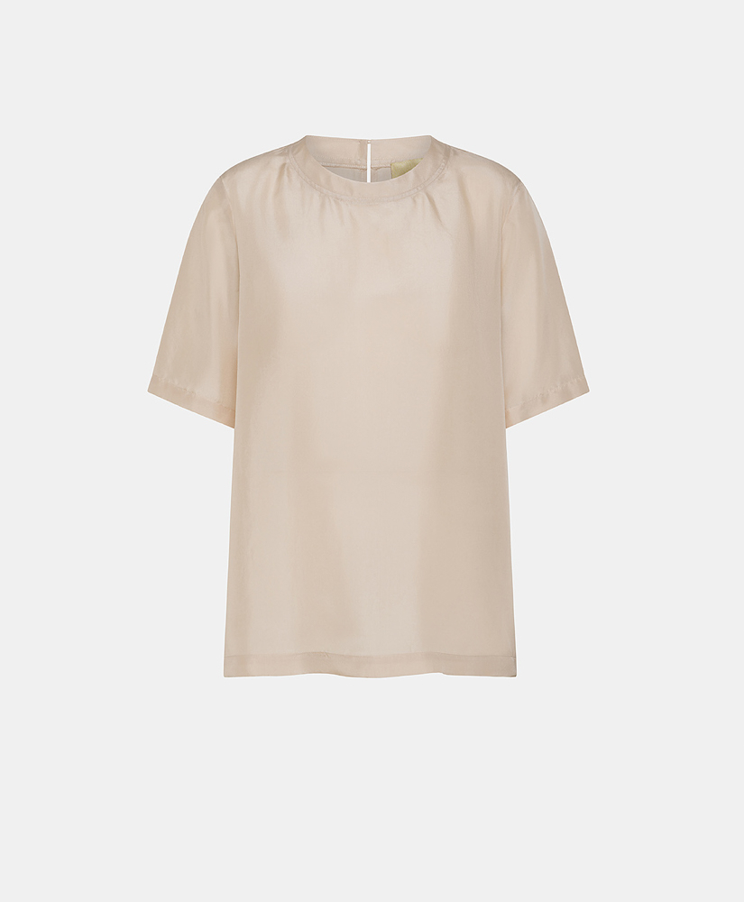 AMARU BLOUSE IN SOLID COLOUR HABUTAI SILK - PETAL - Clothing - Momonì