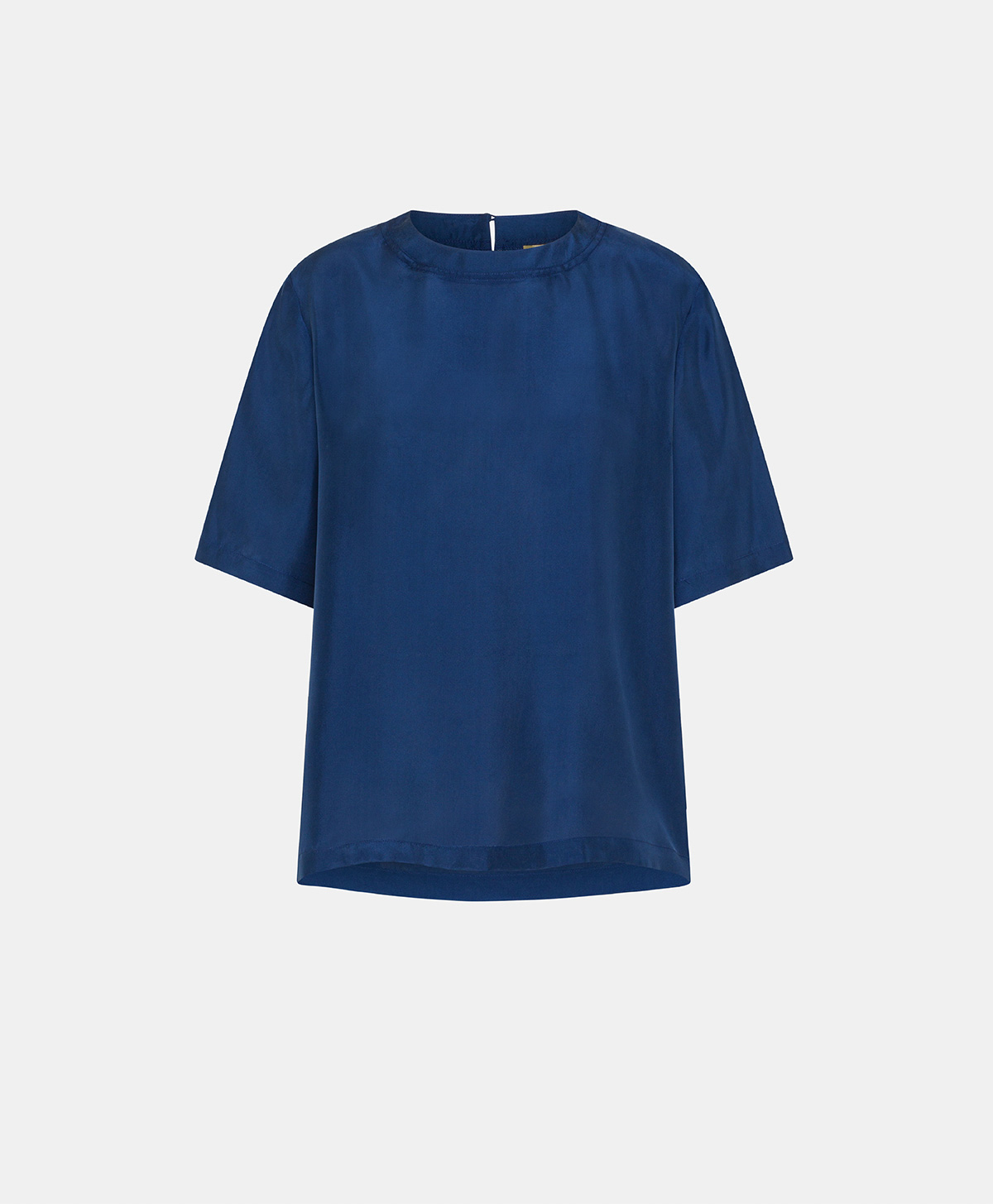 AMARU BLOUSE IN SOLID COLOUR HABUTAI SILK - BLUE - Clothing - Momonì