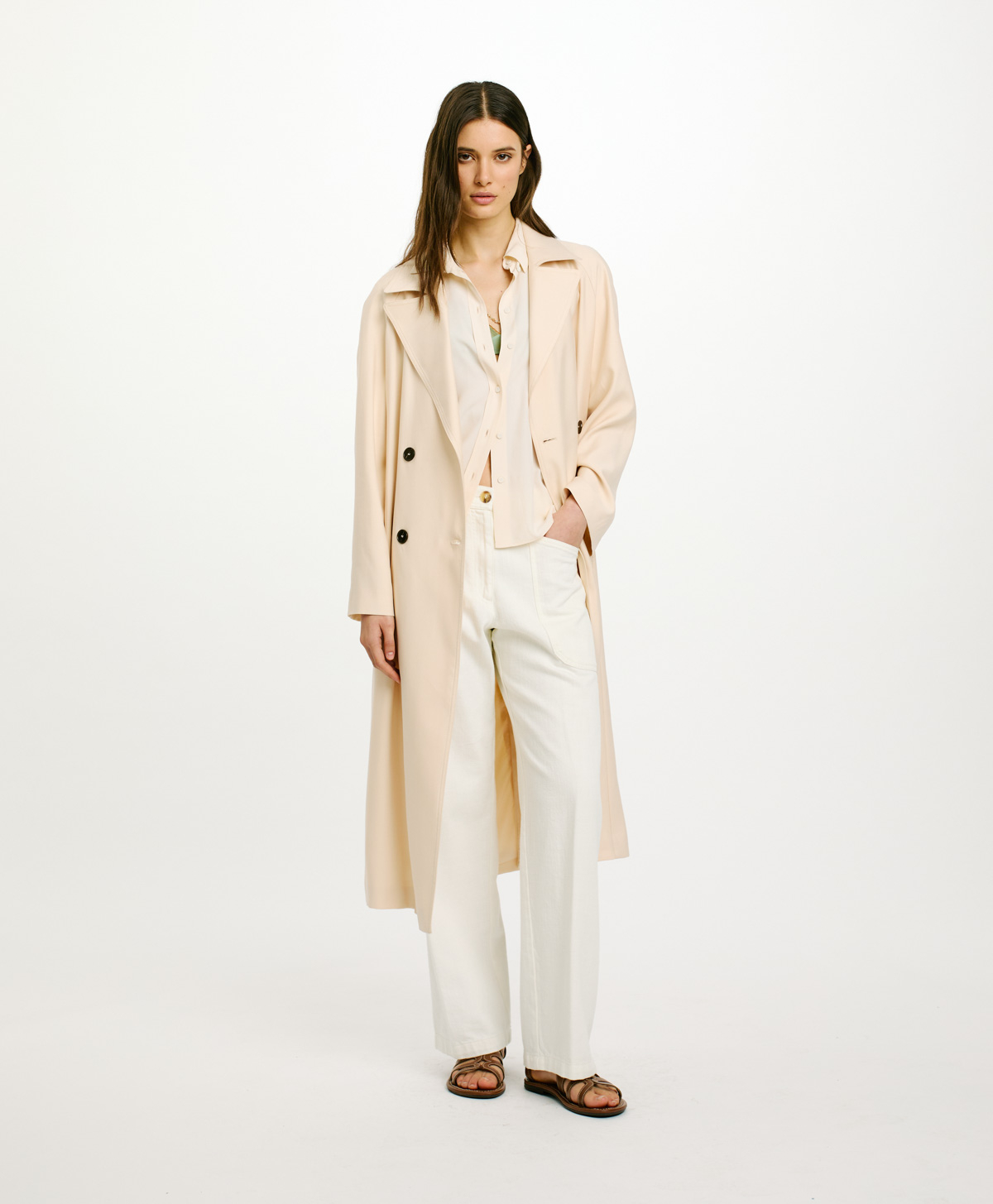 CAPPOTTO ALTA IN GABARDINA DI VISCOSA - CREMA - Clothing - Momonì