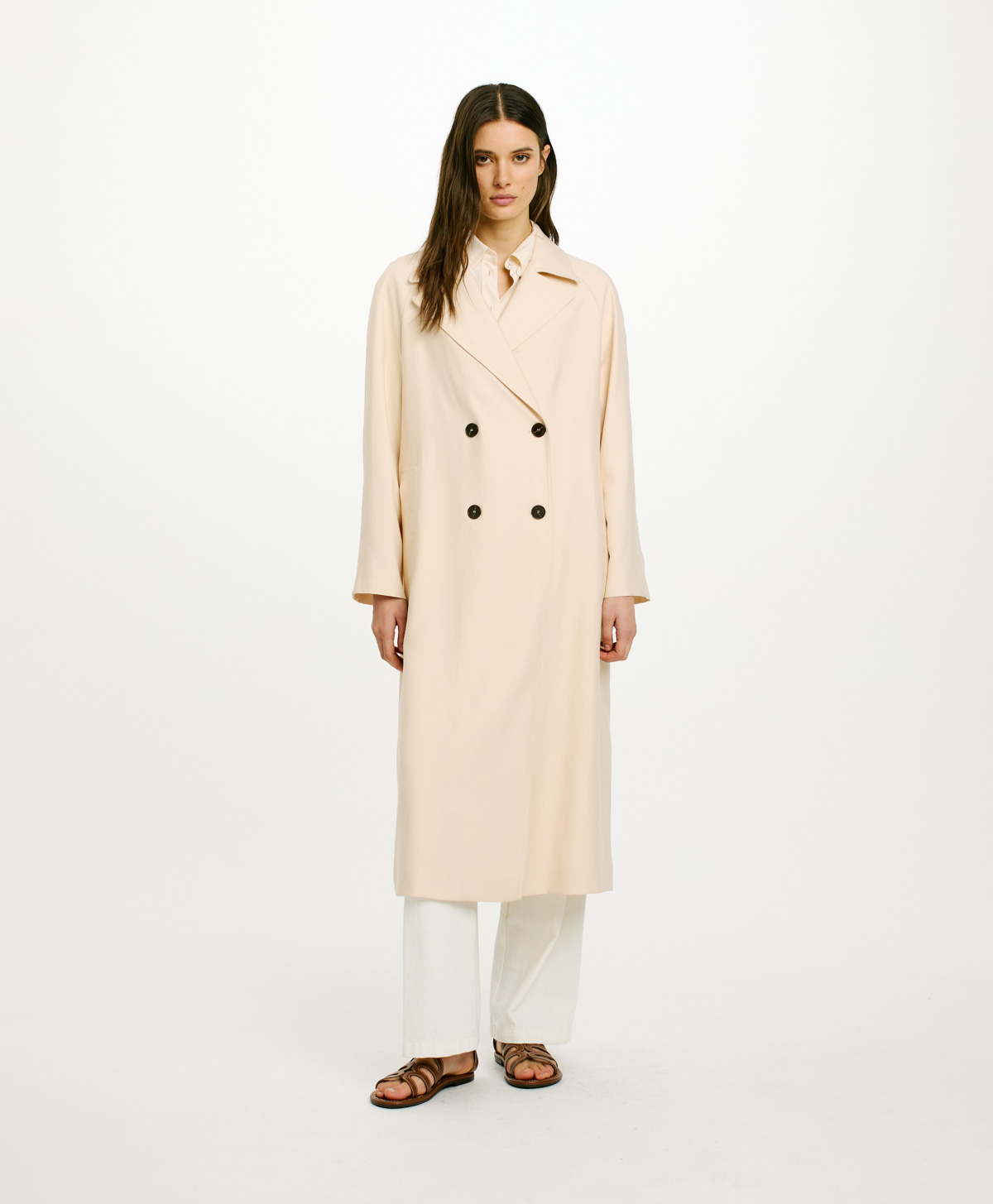 ALTA COAT IN VISCOSE GABARDINE - CREAM - Momonì