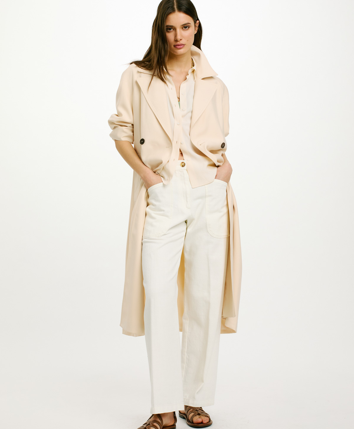 ALTA COAT IN VISCOSE GABARDINE - CREAM - Momonì