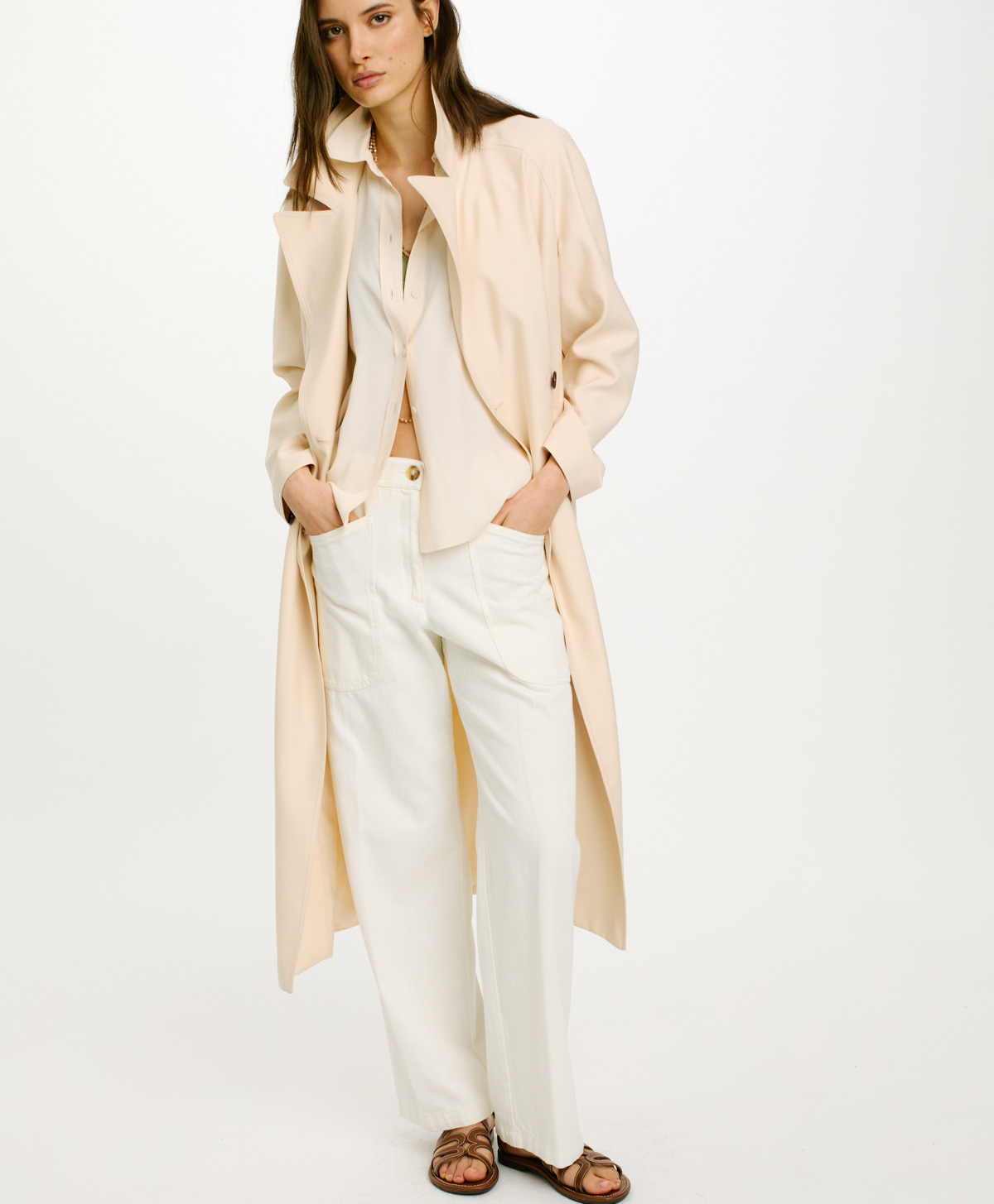 ALTA COAT IN VISCOSE GABARDINE - CREAM - Momonì