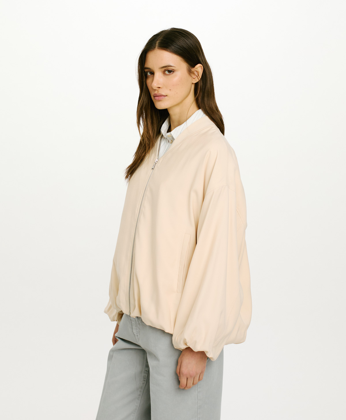 OSLO JACKET IN VISCOSE GABARDINE - CREAM - Momonì