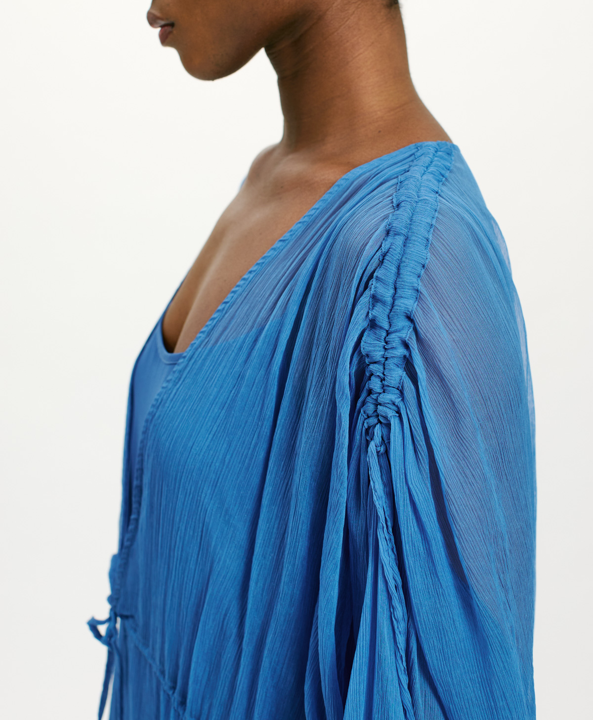 CILE DRESS IN SILK CHIFFON CREPON - COBALT - Momonì