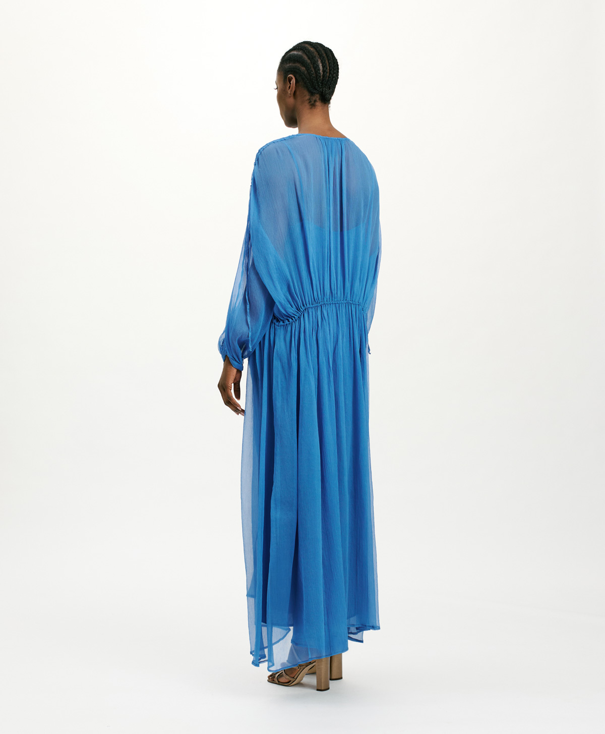 CILE DRESS IN SILK CHIFFON CREPON - COBALT - Momonì