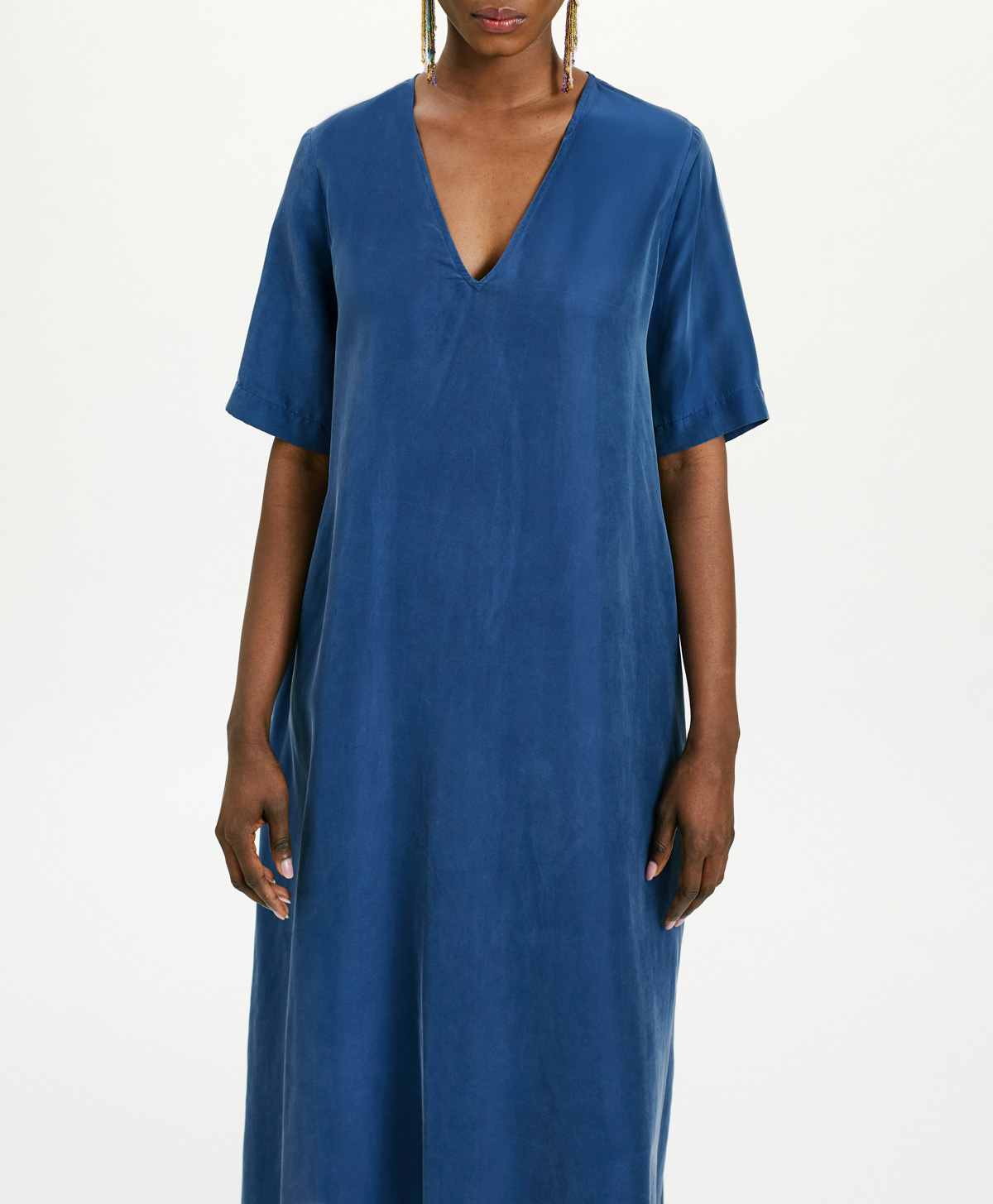 CARNAVAL DRESS IN HABUTAI SILK - BLUE - Momonì