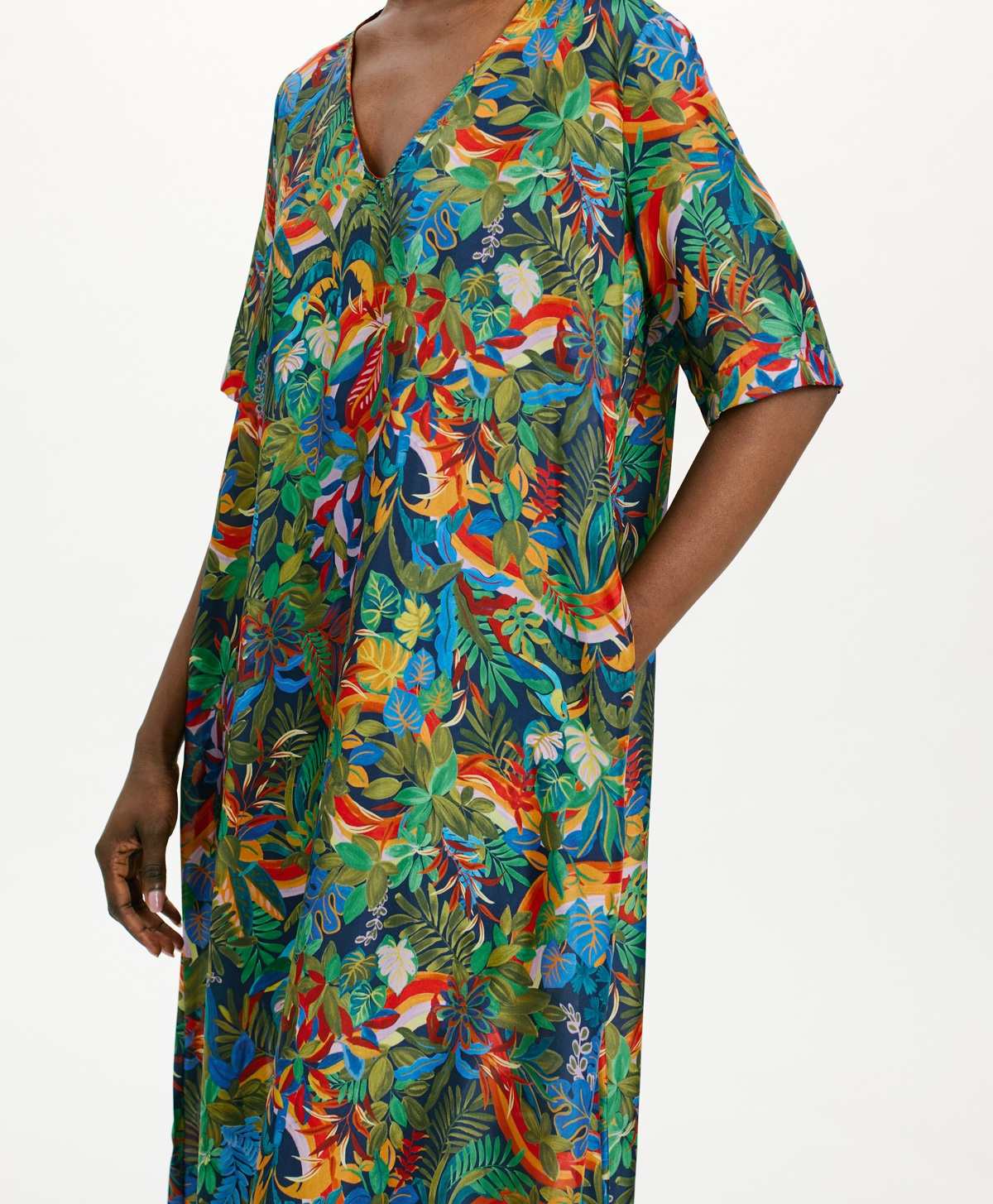 ROBE CARNAVAL EN HABOTAI IMPRIMÉ - MULTICOLORE BLEU - Momonì