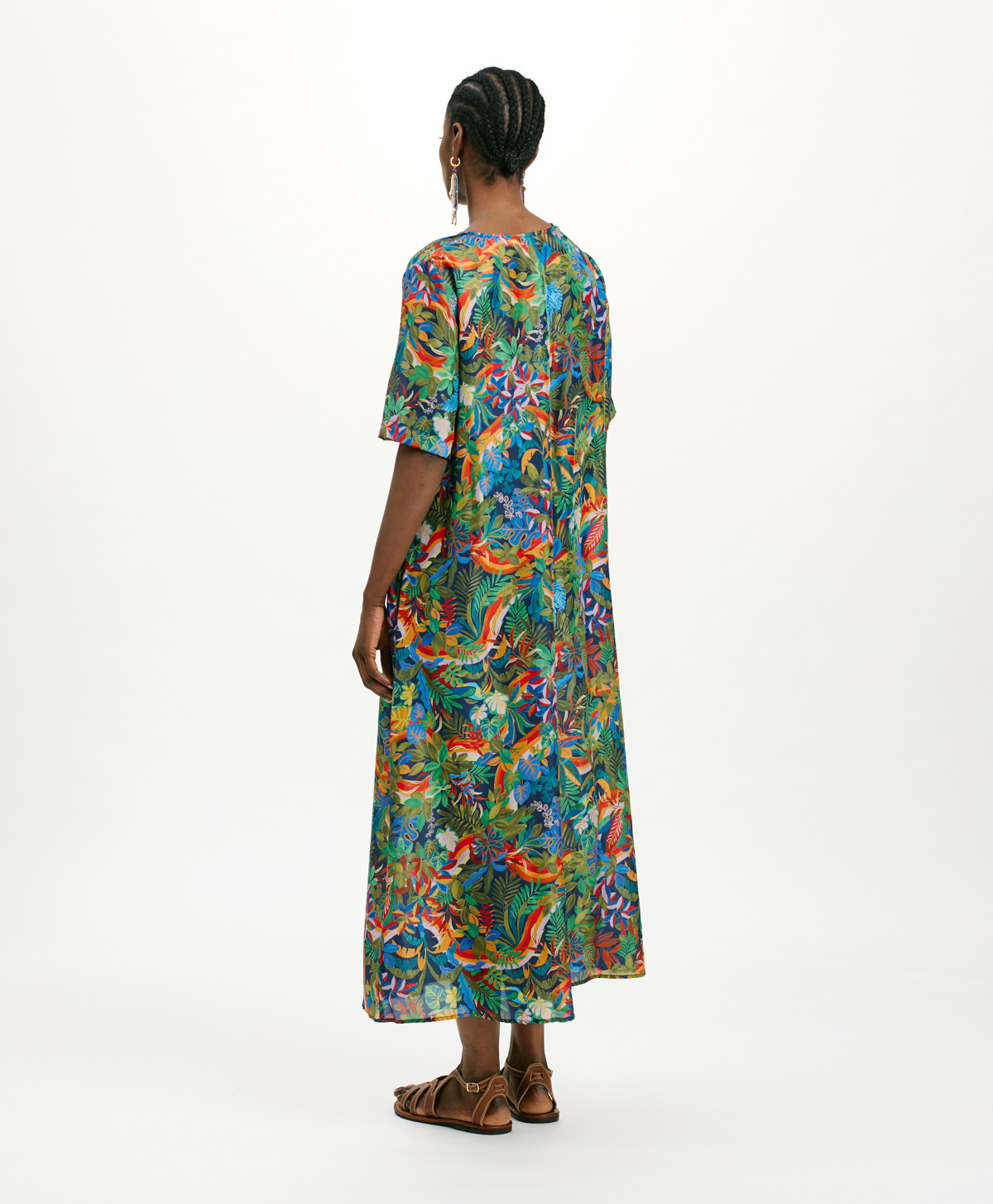 ROBE CARNAVAL EN HABOTAI IMPRIMÉ - MULTICOLORE BLEU - Momonì