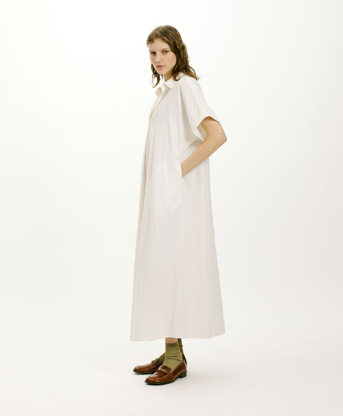 CALIGO DRESS IN TEXTURED POPLIN - WHITE - Momonì