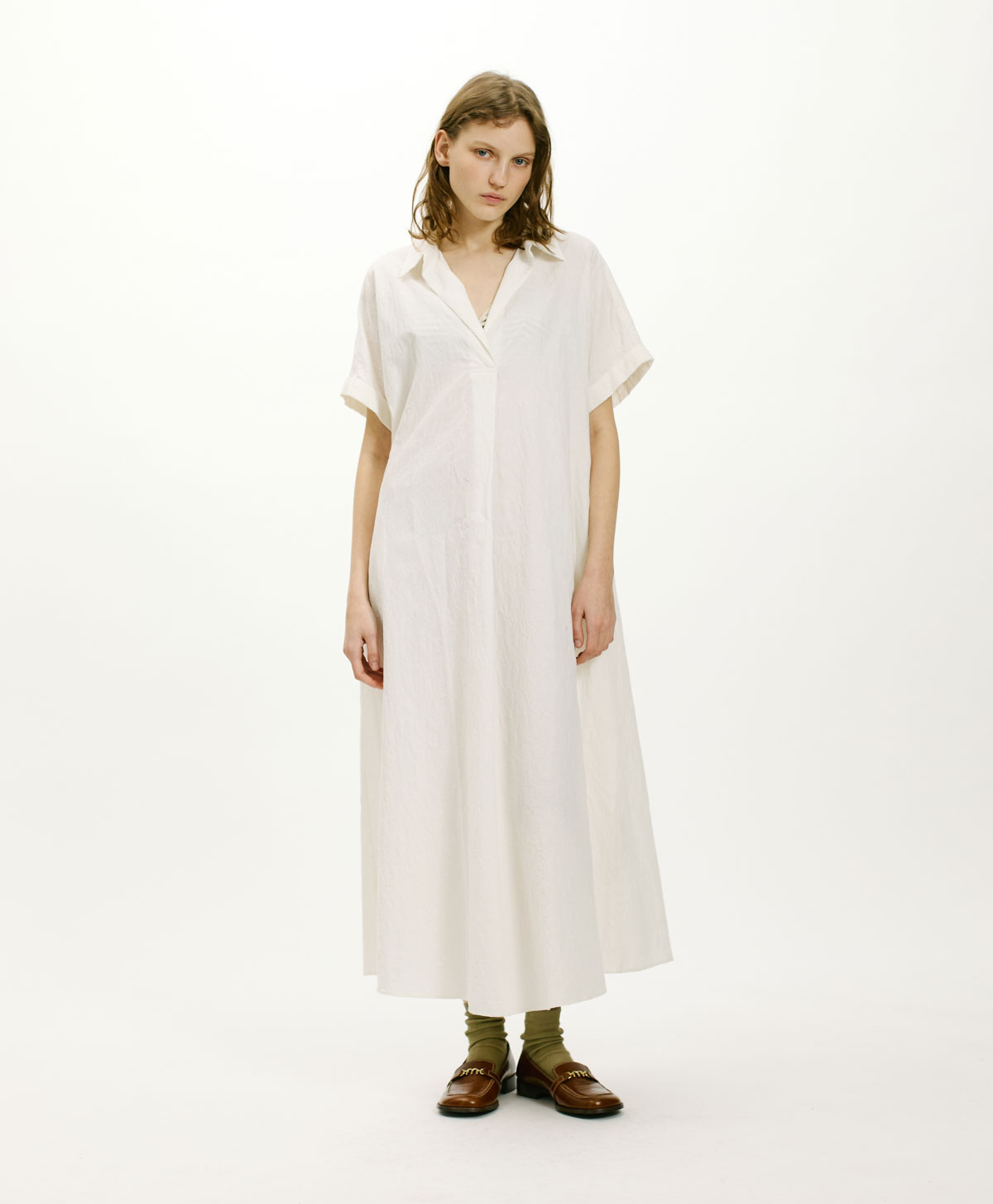 CALIGO DRESS IN TEXTURED POPLIN - WHITE - Momonì