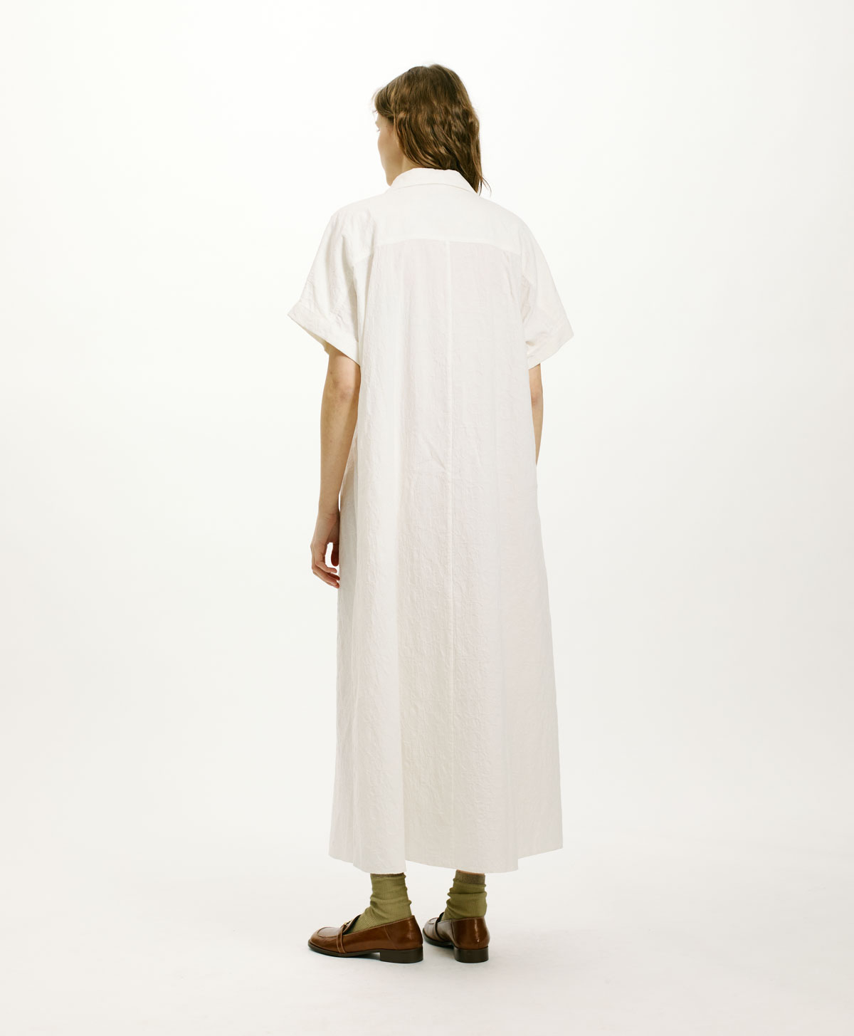 CALIGO DRESS IN TEXTURED POPLIN - WHITE - Momonì