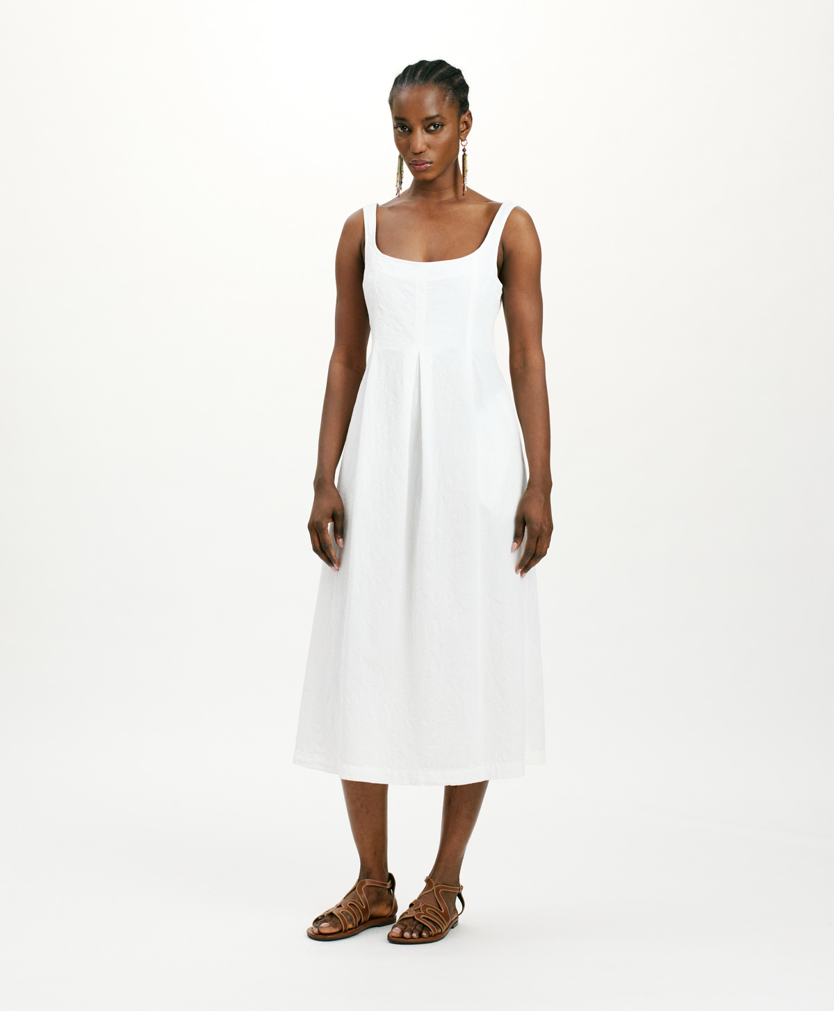 VESTITO SHUE IN POPELINE OPERATO - BIANCO - Clothing - Momonì