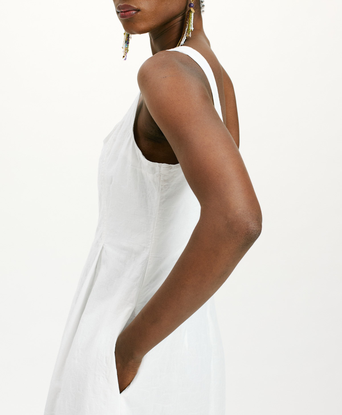 SHUE DRESS IN TEXTURED POPLIN - WHITE - Momonì
