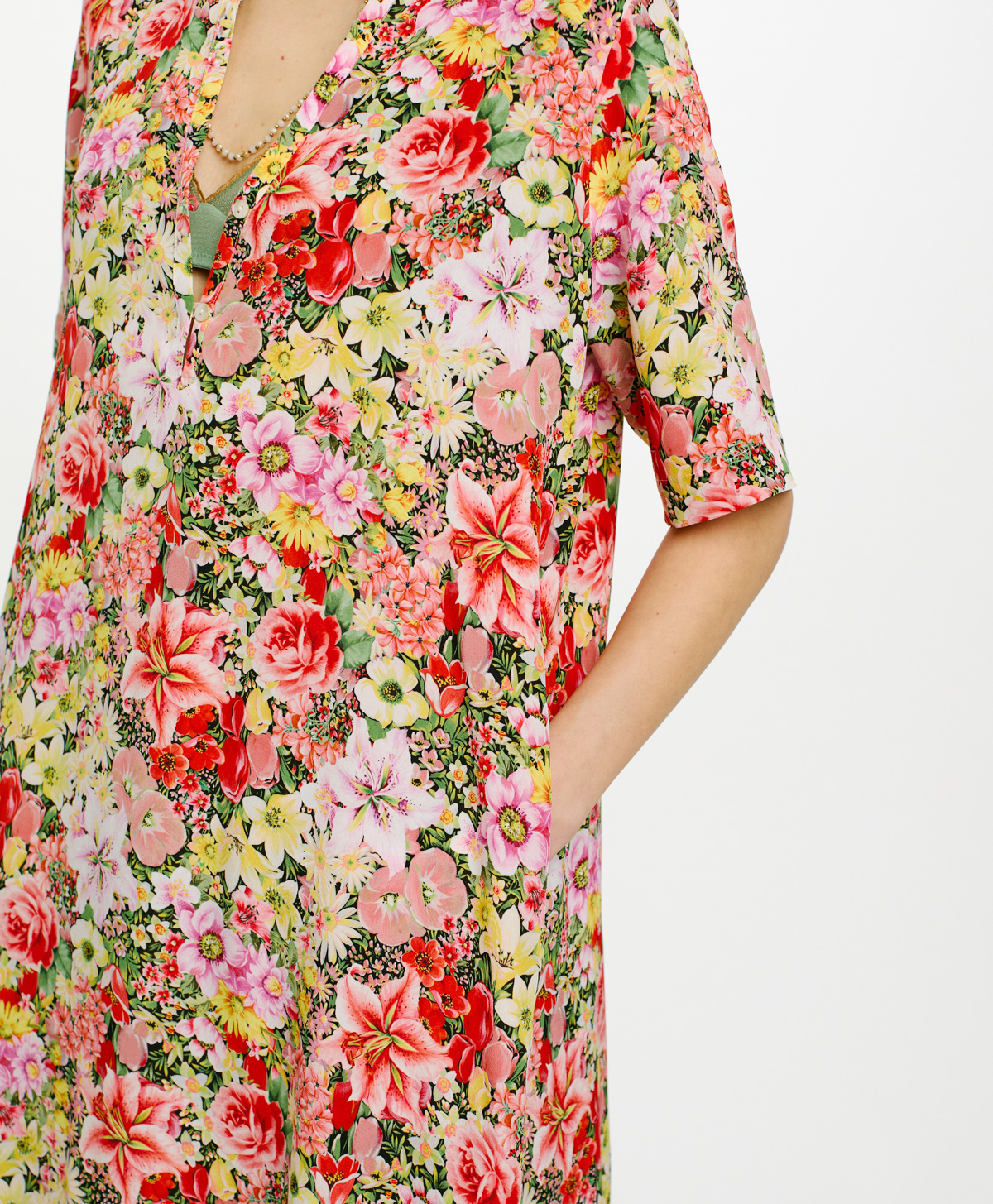 ROBE PENELOPE EN CRÊPE DE CHINE IMPRIMÉ - MULTICOLORE ROSÉ - Momonì