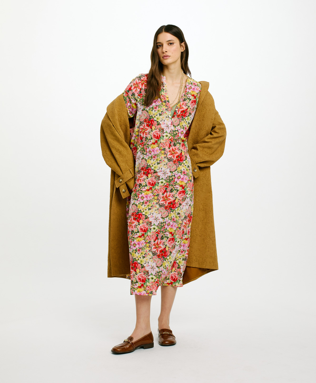 ROBE PENELOPE EN CRÊPE DE CHINE IMPRIMÉ - MULTICOLORE ROSÉ - Momonì