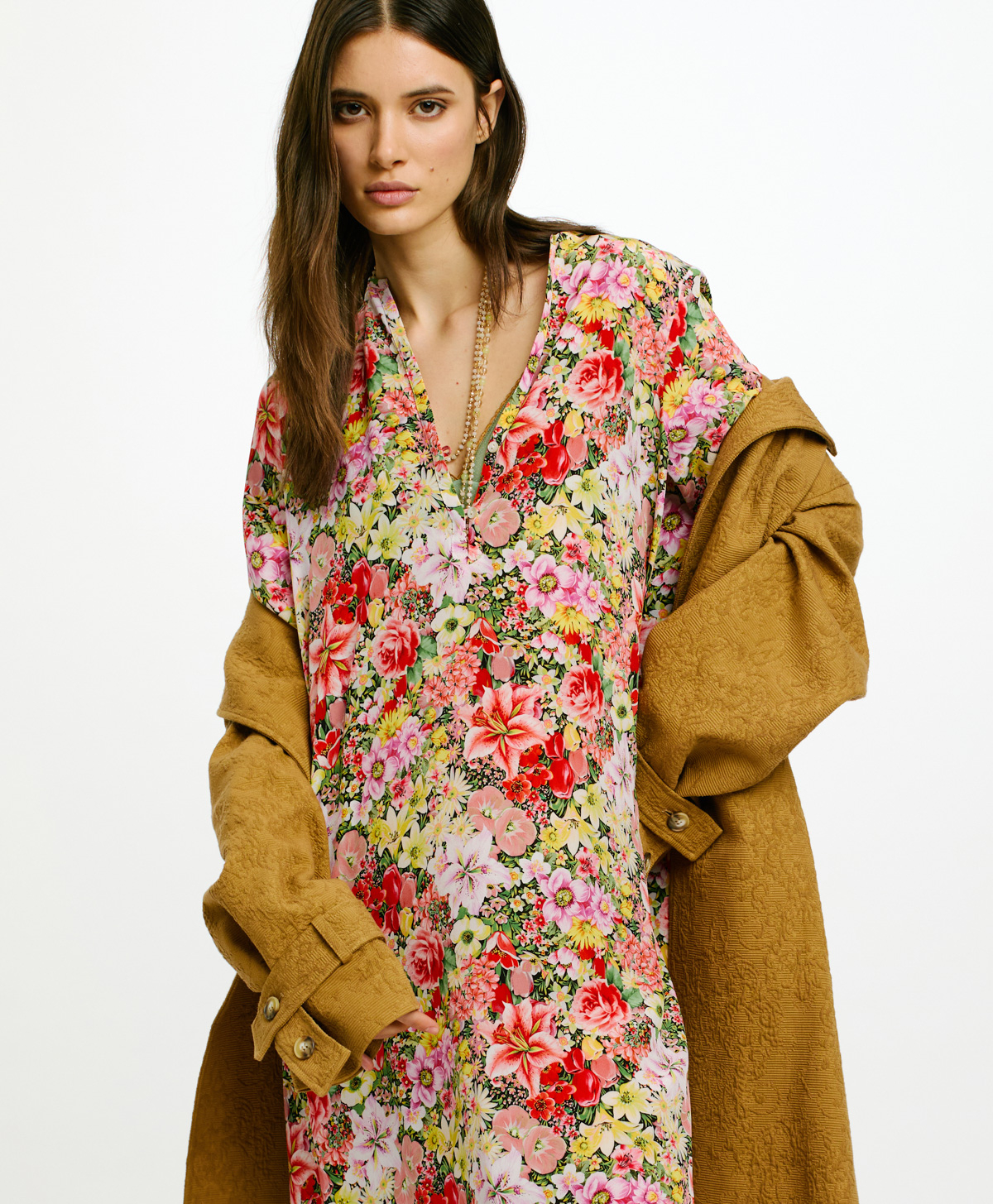 ROBE PENELOPE EN CRÊPE DE CHINE IMPRIMÉ - MULTICOLORE ROSÉ - Momonì
