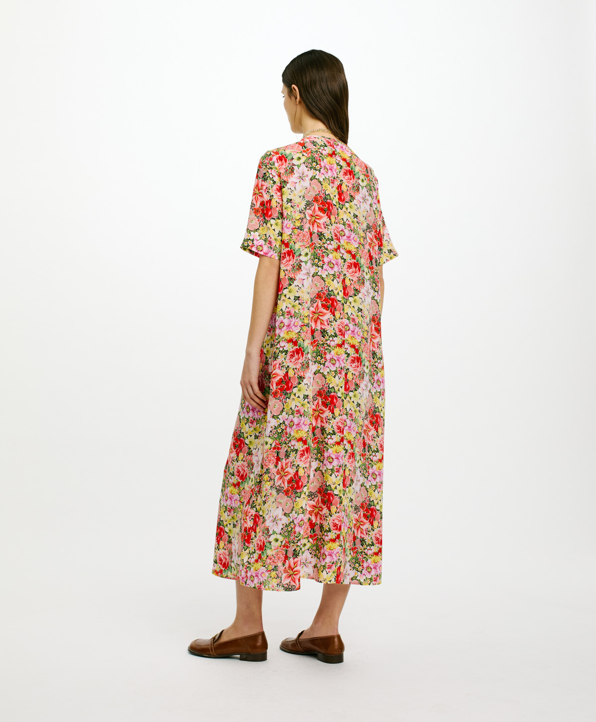 ROBE PENELOPE EN CRÊPE DE CHINE IMPRIMÉ - MULTICOLORE ROSÉ - Momonì