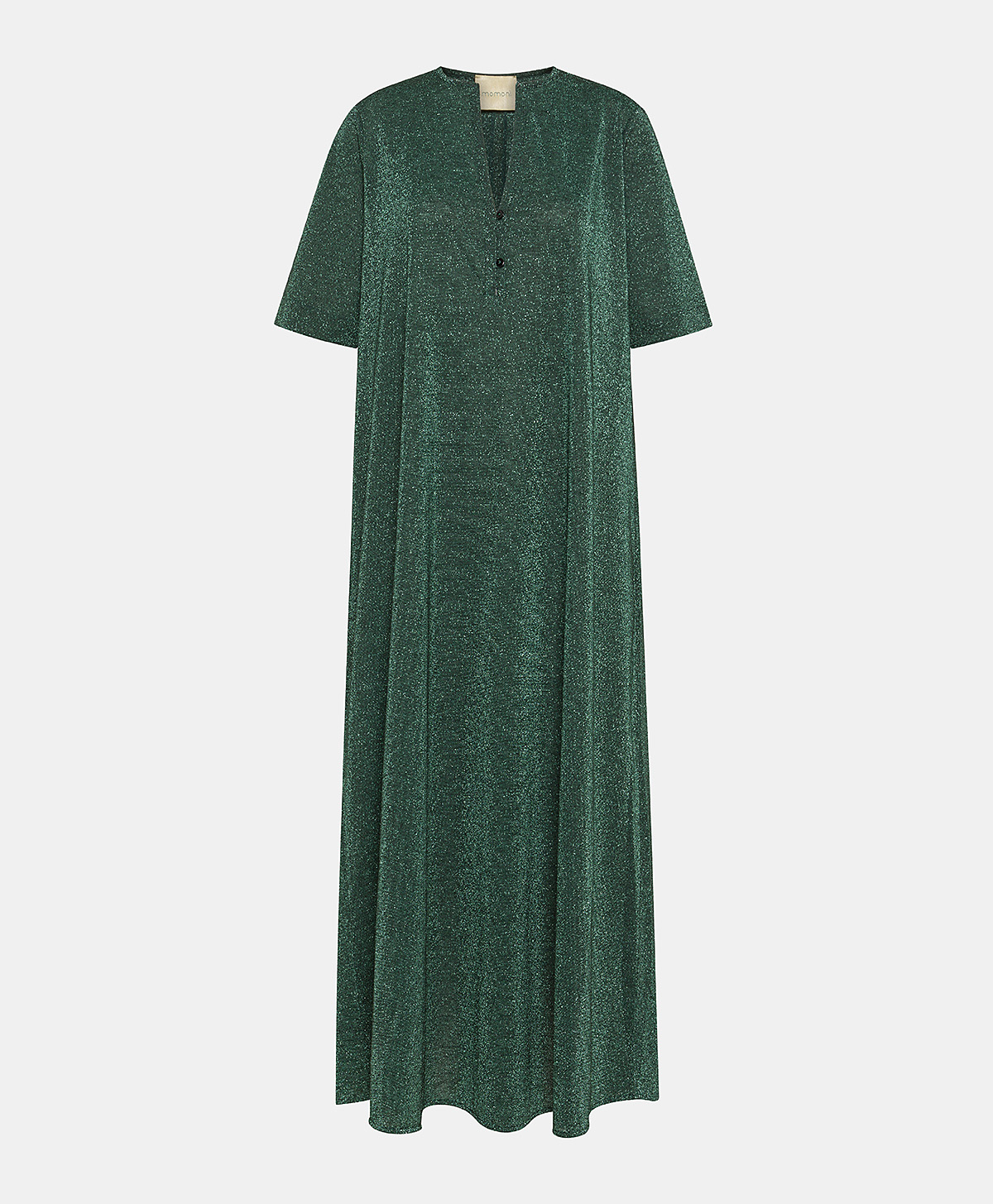PENELOPE DRESS IN SOLID COLOUR LUREX JERSEY - DARK GREEN - Clothing - Momonì