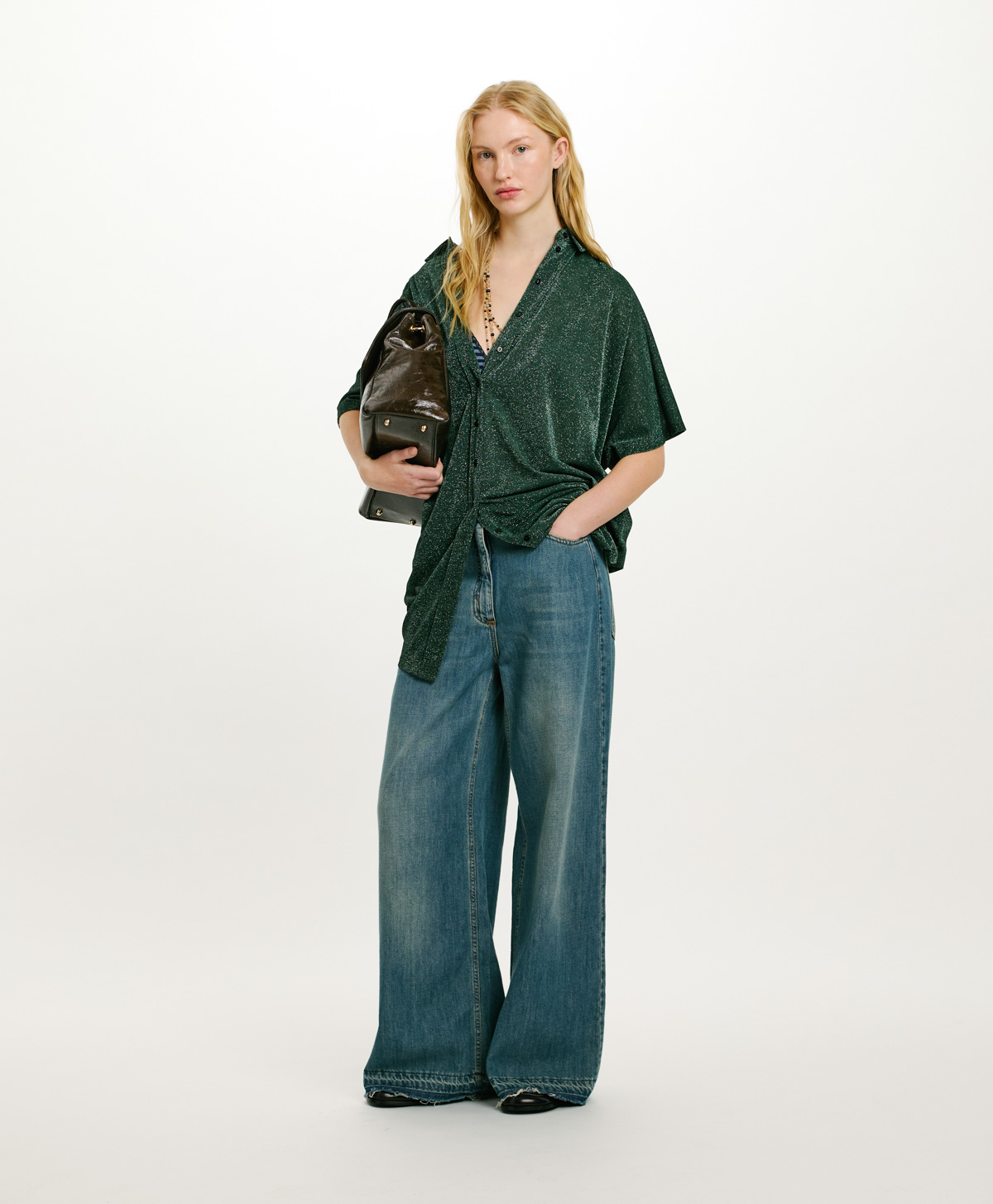 VESTITO ASADO IN JERSEY LUREX UNITO - VERDONE - Clothing - Momonì