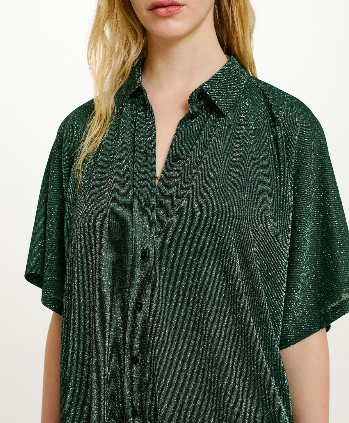 ROBE ASADO EN JERSEY LUREX UNI - VERT FONCÉ - Momonì