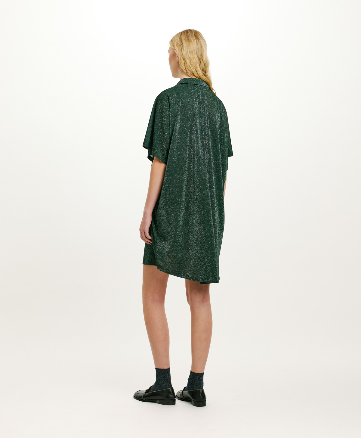 ROBE ASADO EN JERSEY LUREX UNI - VERT FONCÉ - Momonì