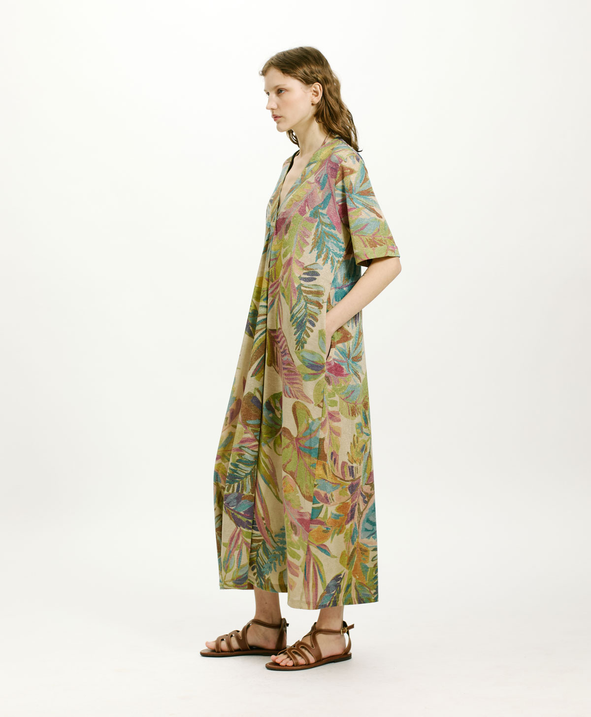 VESTIDO ALTAMURA DE PUNTO LÚREX ESTAMPADO - MULTICOLOR AQUA MARINA - Momonì