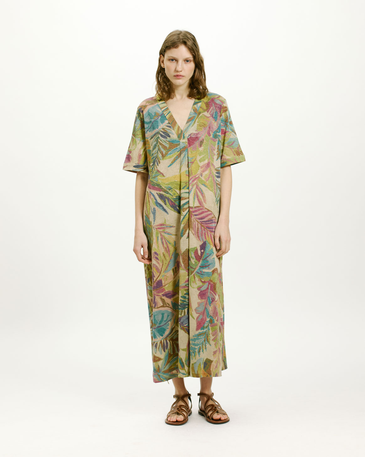 VESTIDO ALTAMURA DE PUNTO LÚREX ESTAMPADO - MULTICOLOR AQUA MARINA - Momonì