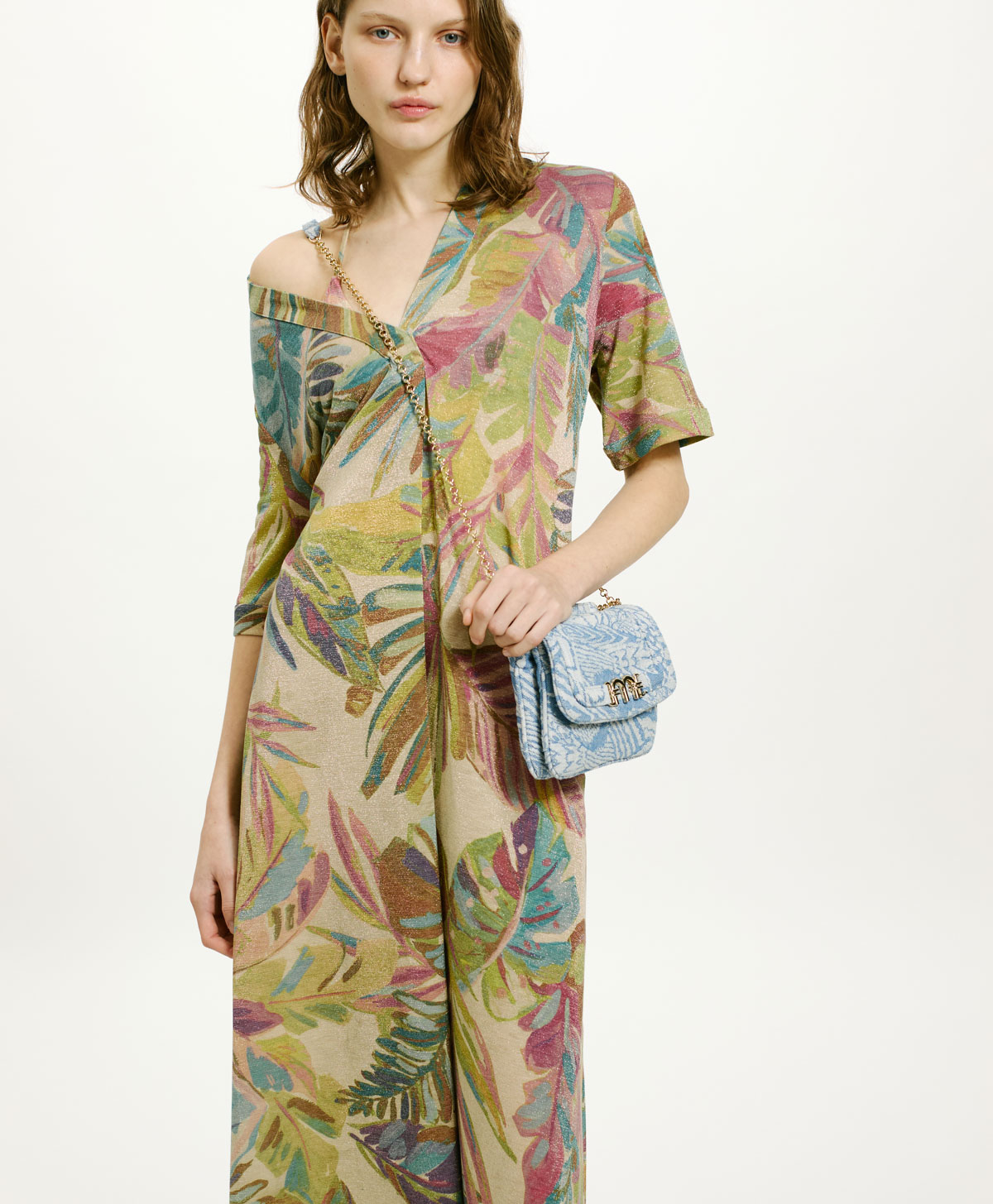 VESTIDO ALTAMURA DE PUNTO LÚREX ESTAMPADO - MULTICOLOR AQUA MARINA - Momonì