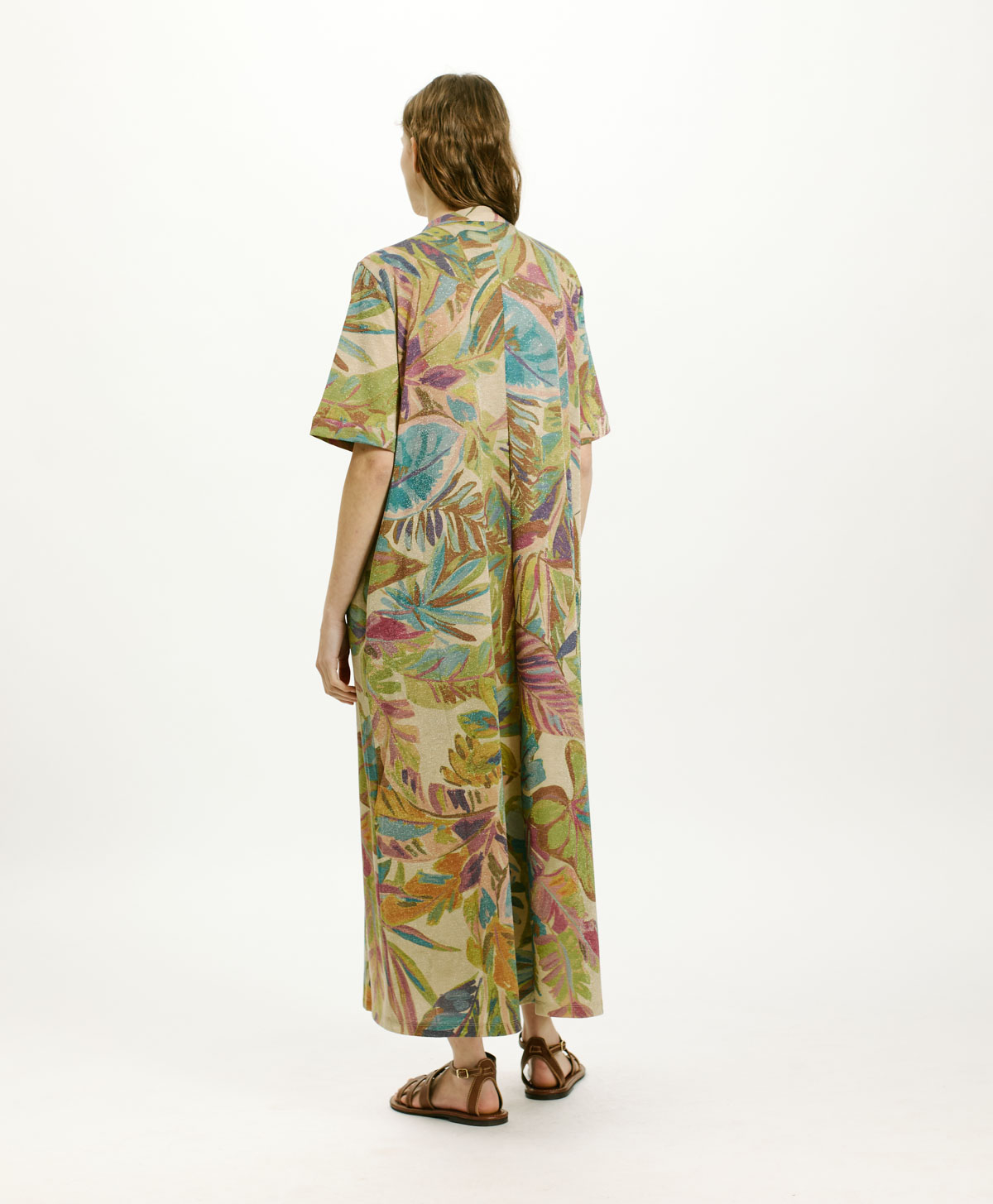 VESTIDO ALTAMURA DE PUNTO LÚREX ESTAMPADO - MULTICOLOR AQUA MARINA - Momonì