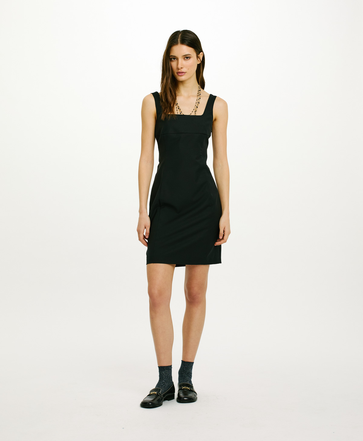 ROMA DRESS IN STRETCH POLY VISCOSE - BLACK - Momonì