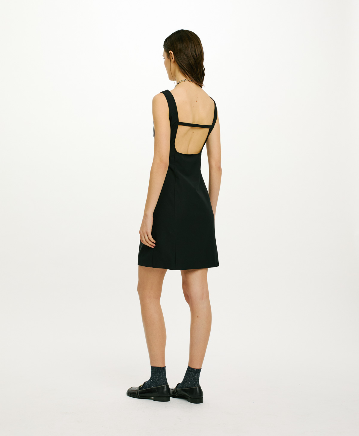 ROMA DRESS IN STRETCH POLY VISCOSE - BLACK - Momonì