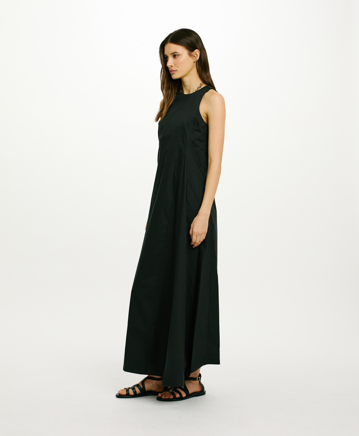 ZACINTO DRESS IN COTTON POPLIN - BLACK - Momonì
