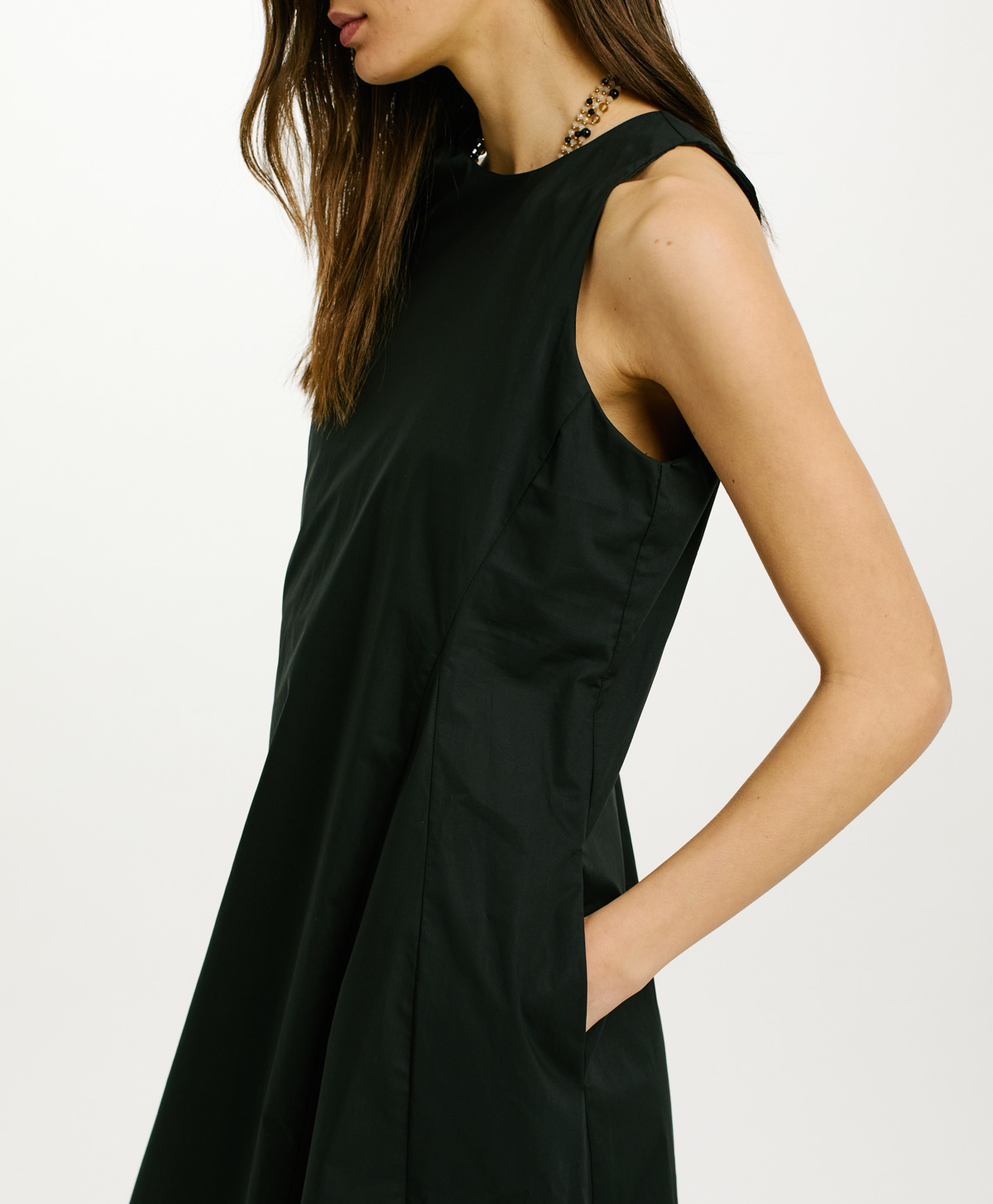 ZACINTO DRESS IN COTTON POPLIN - BLACK - Momonì