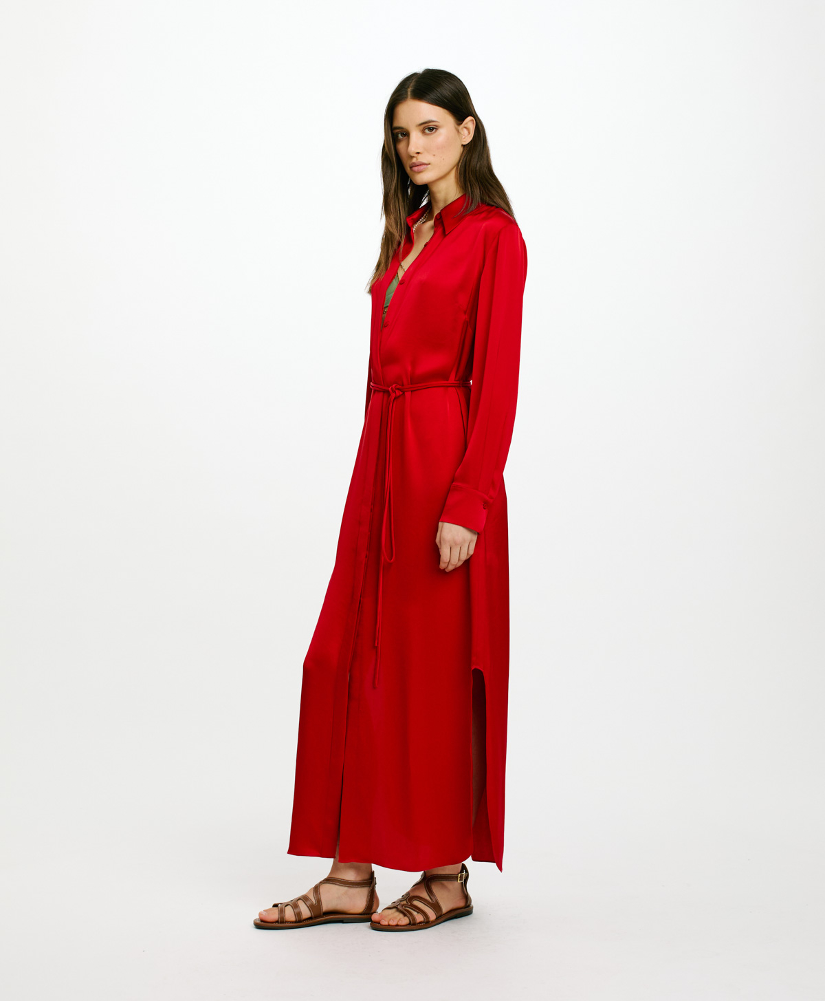 BERGEN DRESS IN DOUBLE SATIN - CRIMSON - Momonì