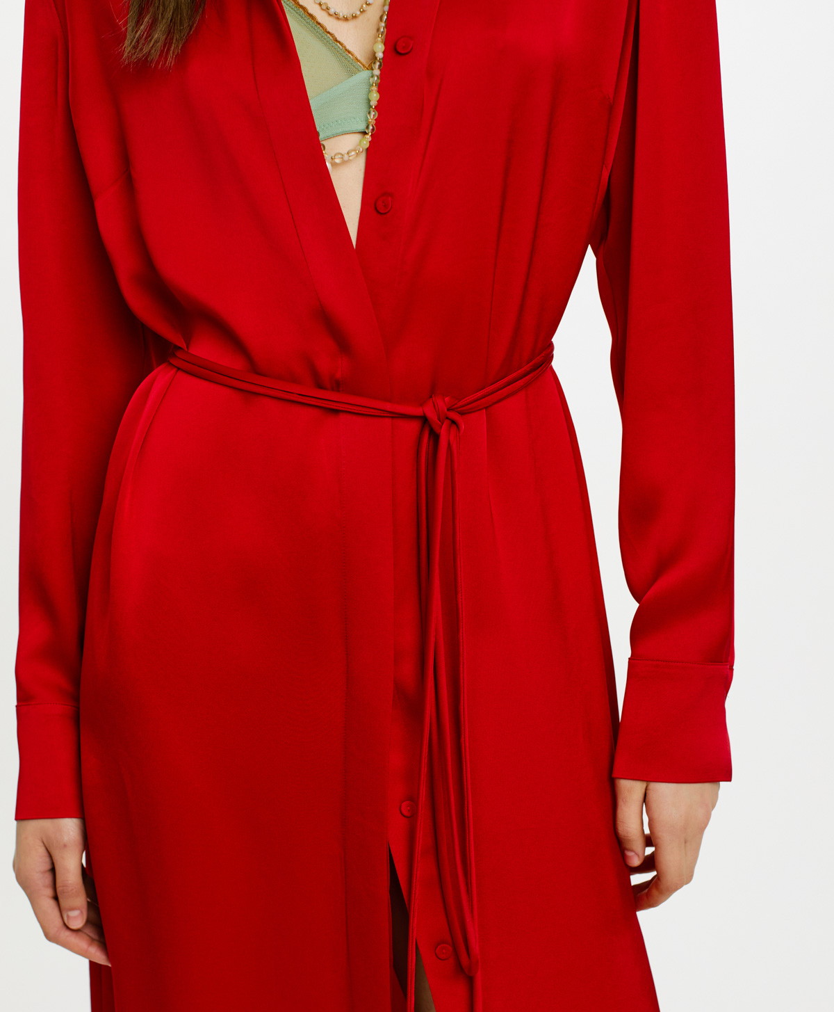 BERGEN DRESS IN DOUBLE SATIN - CRIMSON - Momonì