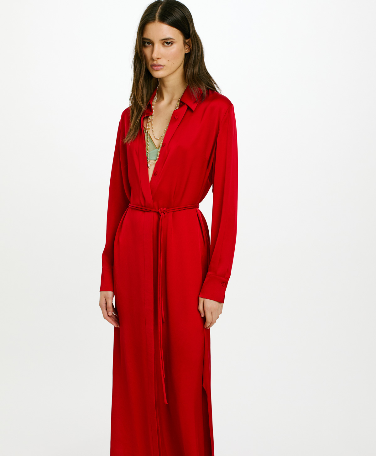 BERGEN DRESS IN DOUBLE SATIN - CRIMSON - Momonì