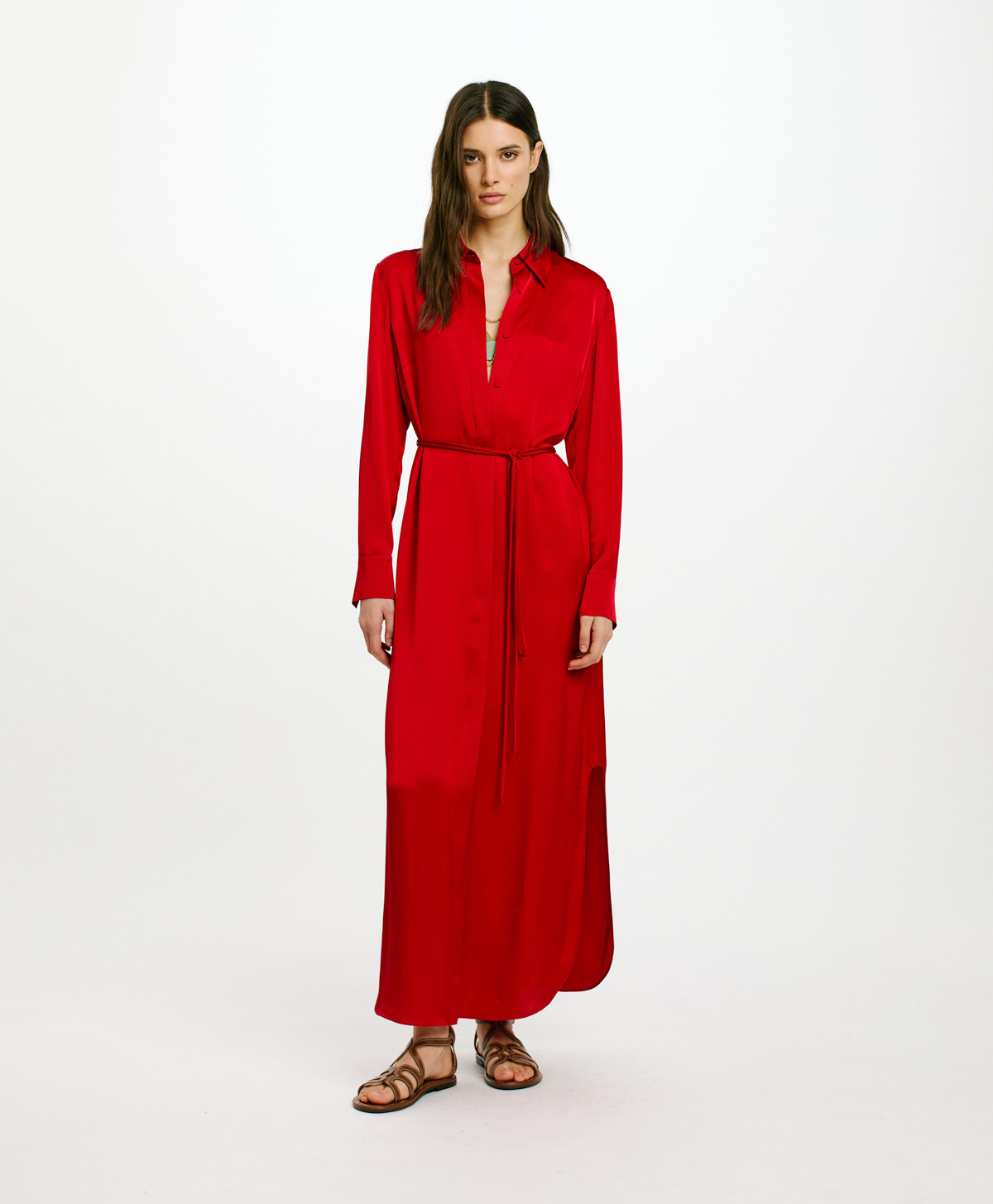 BERGEN DRESS IN DOUBLE SATIN - CRIMSON - Momonì