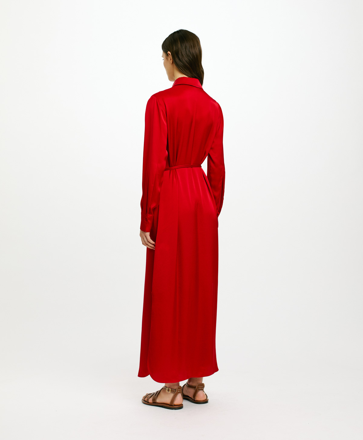 BERGEN DRESS IN DOUBLE SATIN - CRIMSON - Momonì