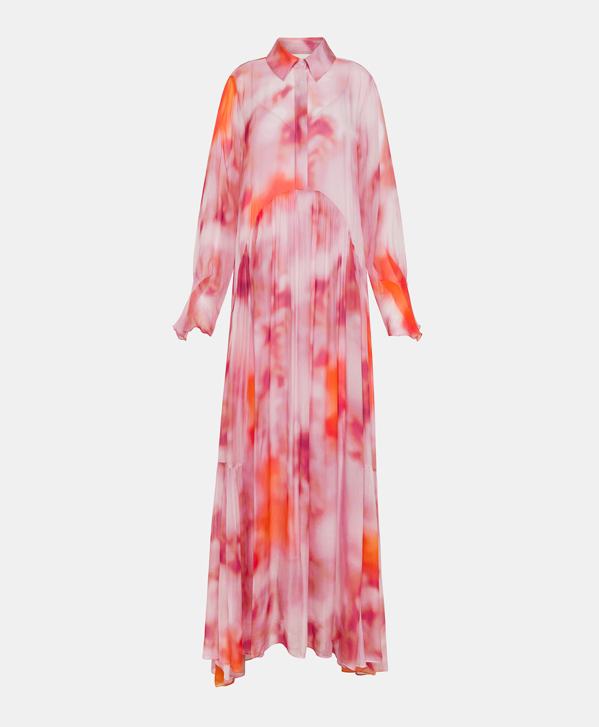 MIAMI DRESS IN PRINTED SILK VISCOSE CHIFFON - ORANGE/BRICK RED - Clothing - Momonì