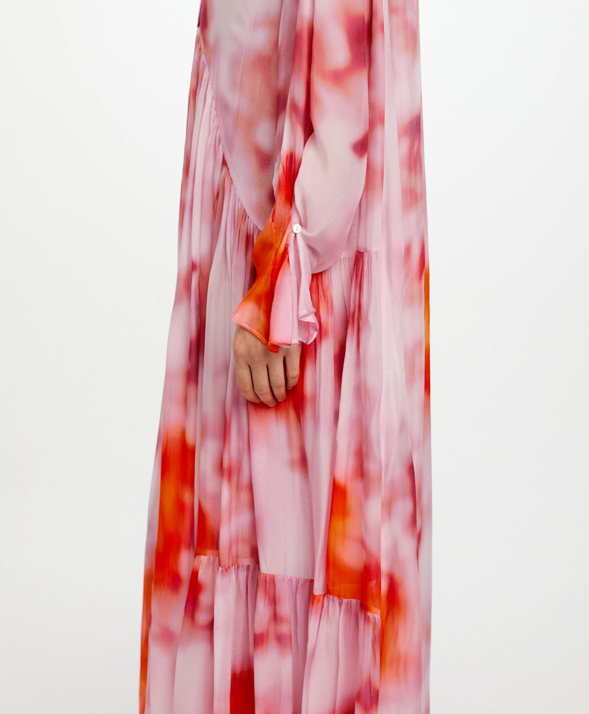 MIAMI DRESS IN PRINTED SILK VISCOSE CHIFFON - ORANGE/BRICK RED - Momonì