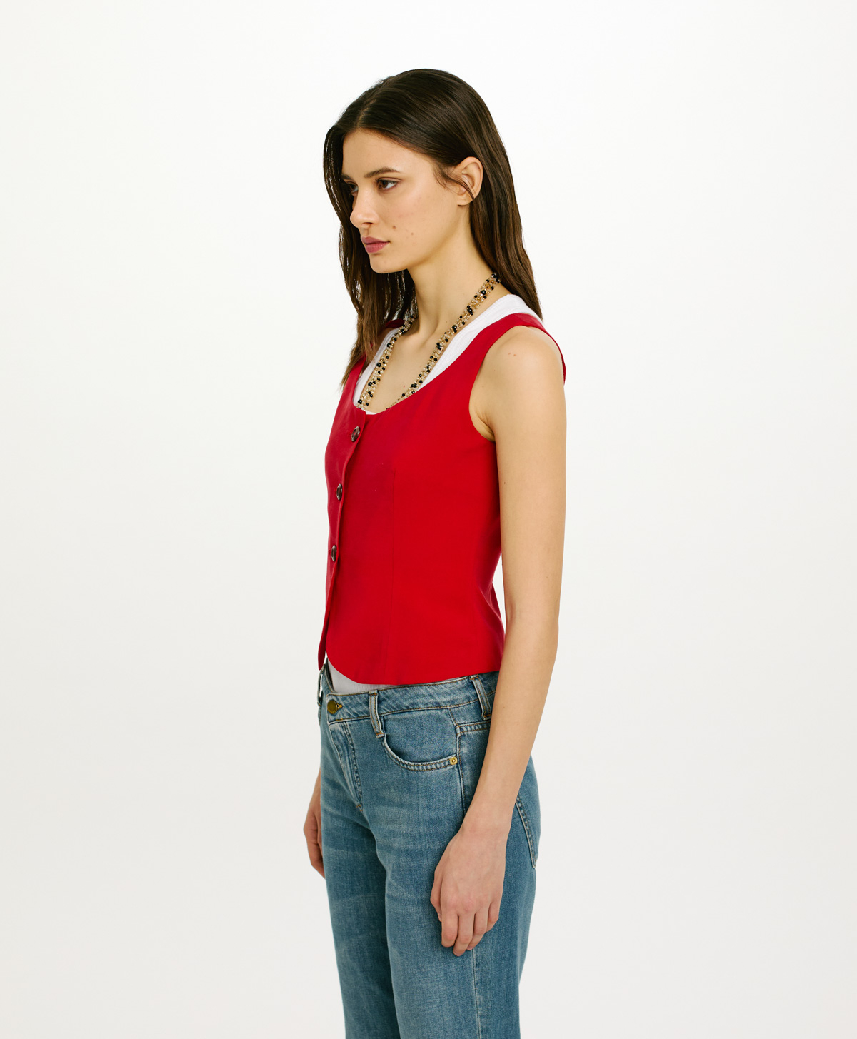 TRICOT BILBAO EN VISCOSE PÊCHE FLUIDE - ROUGE - Momonì