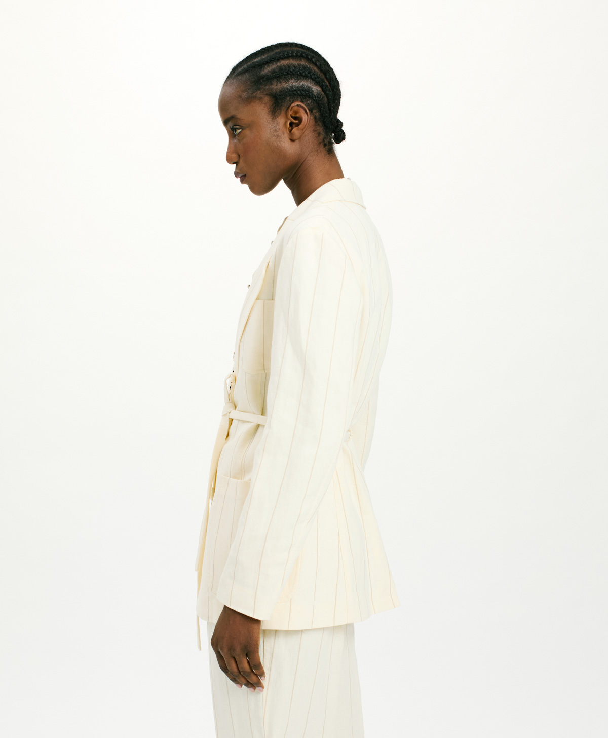 OPUNTIA JACKET IN STRIPED FAKE DENIM - CREAM - Momonì