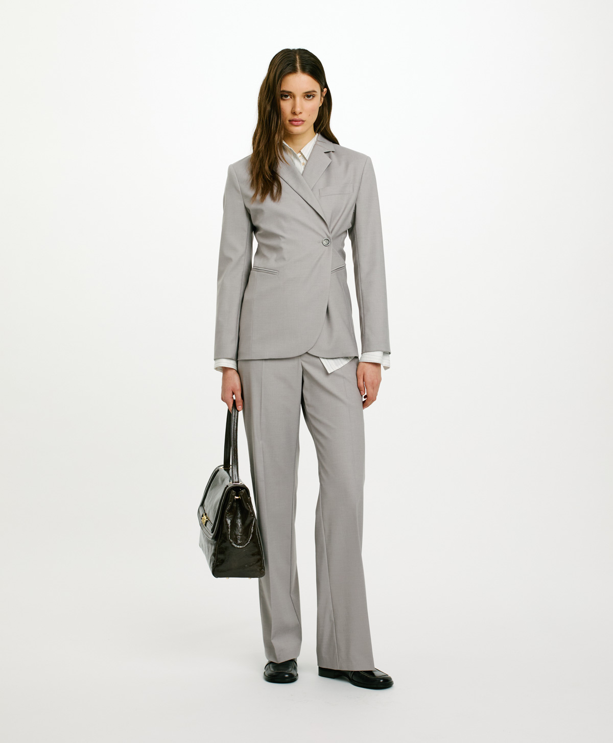 NIZZA JACKET IN STRETCH POLY VISCOSE - PEARL GRAY - Clothing - Momonì