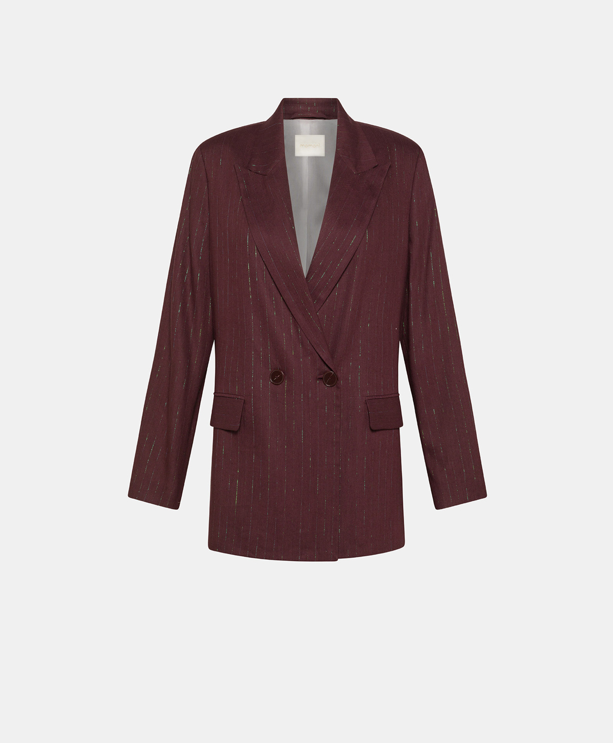 AMBURGO JACKET IN PINSTRIPE LUREX LINEN - PLUM - Clothing - Momonì