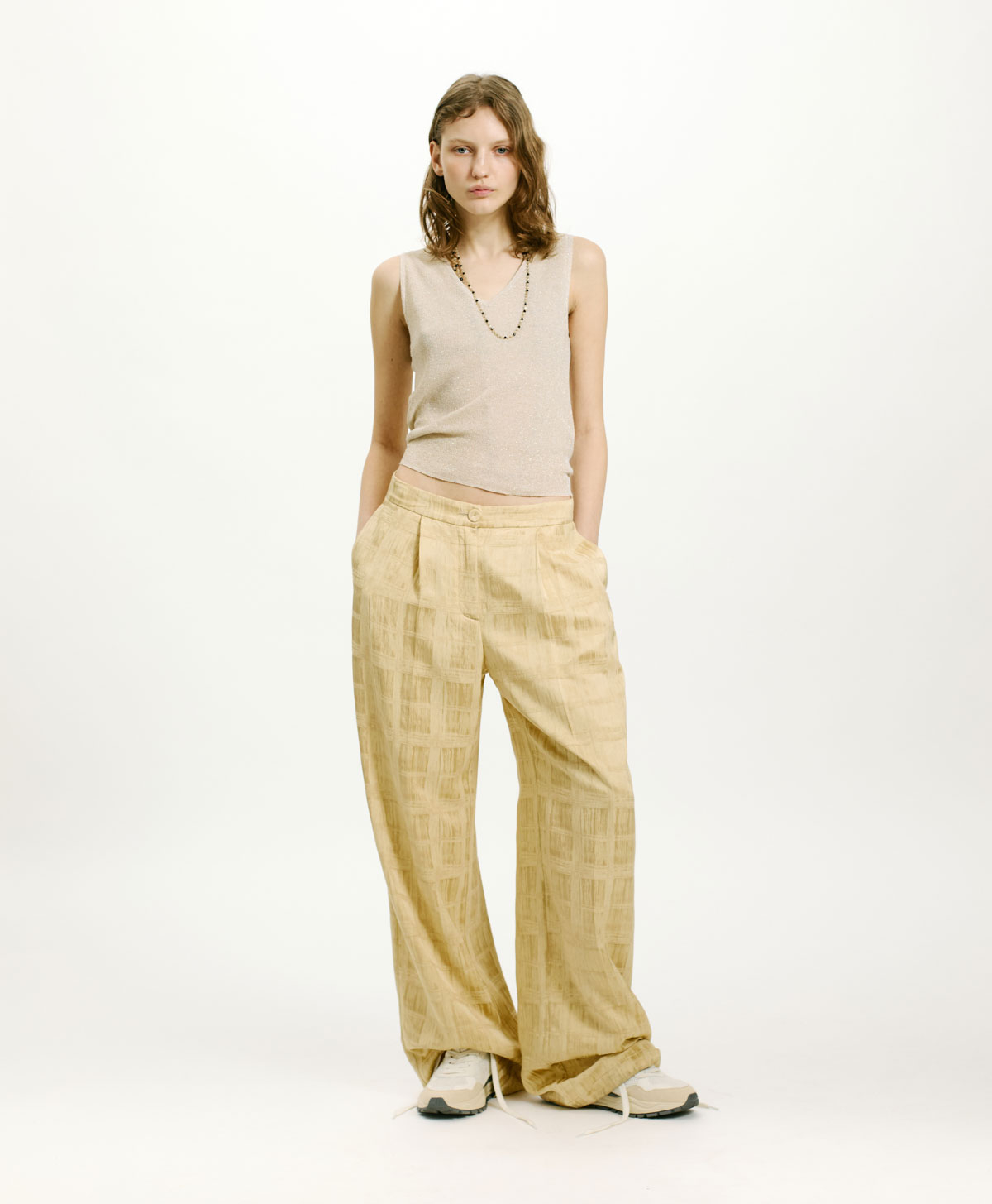 IXORA TOP IN VISCOSE AND LUREX - WHITE PLATINUM - Clothing - Momonì