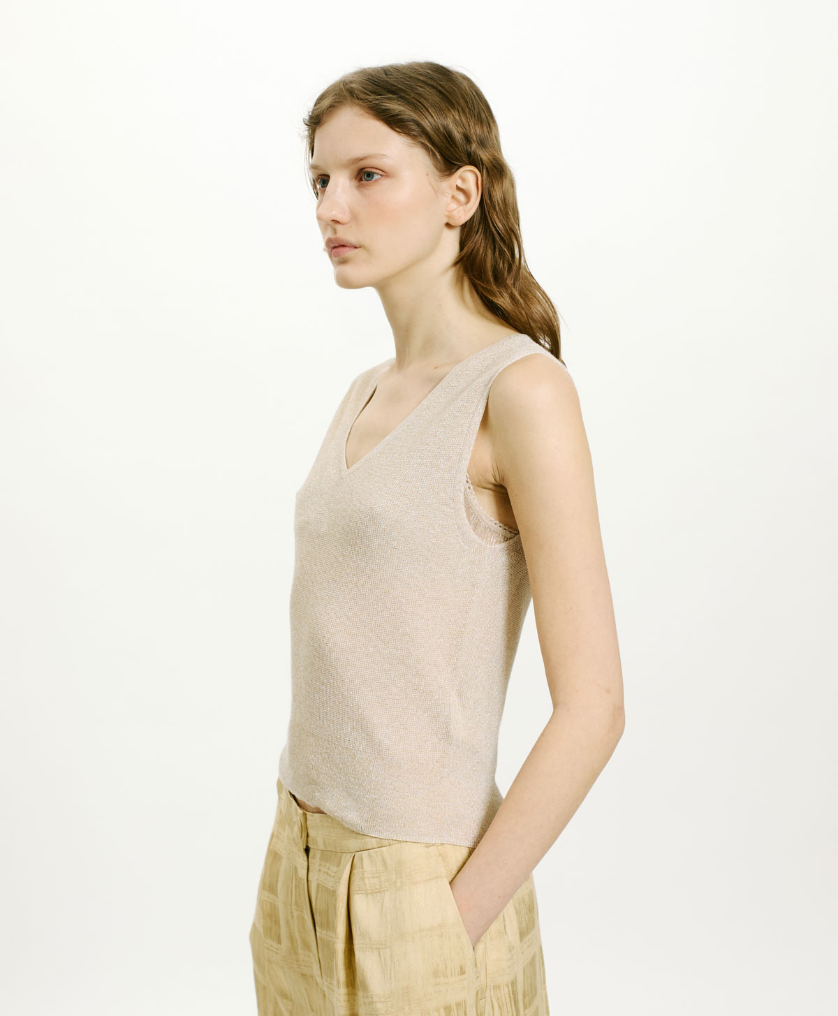 IXORA TOP IN VISCOSE AND LUREX - WHITE PLATINUM - Momonì
