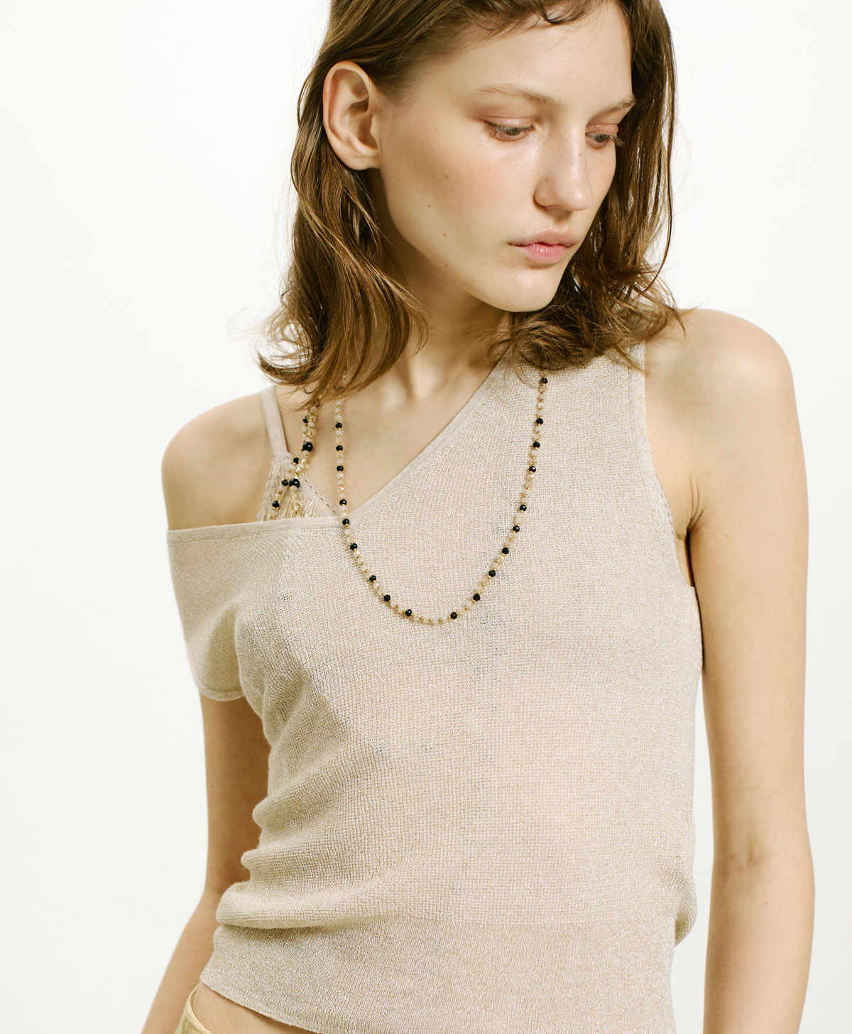 IXORA TOP IN VISCOSE AND LUREX - WHITE PLATINUM - Momonì
